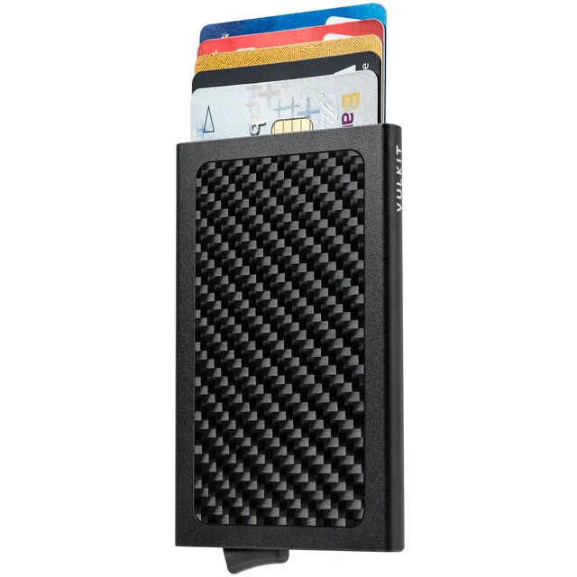 VULKIT VC101 Portacarte Alluminio Carbon Nero 5 Carte