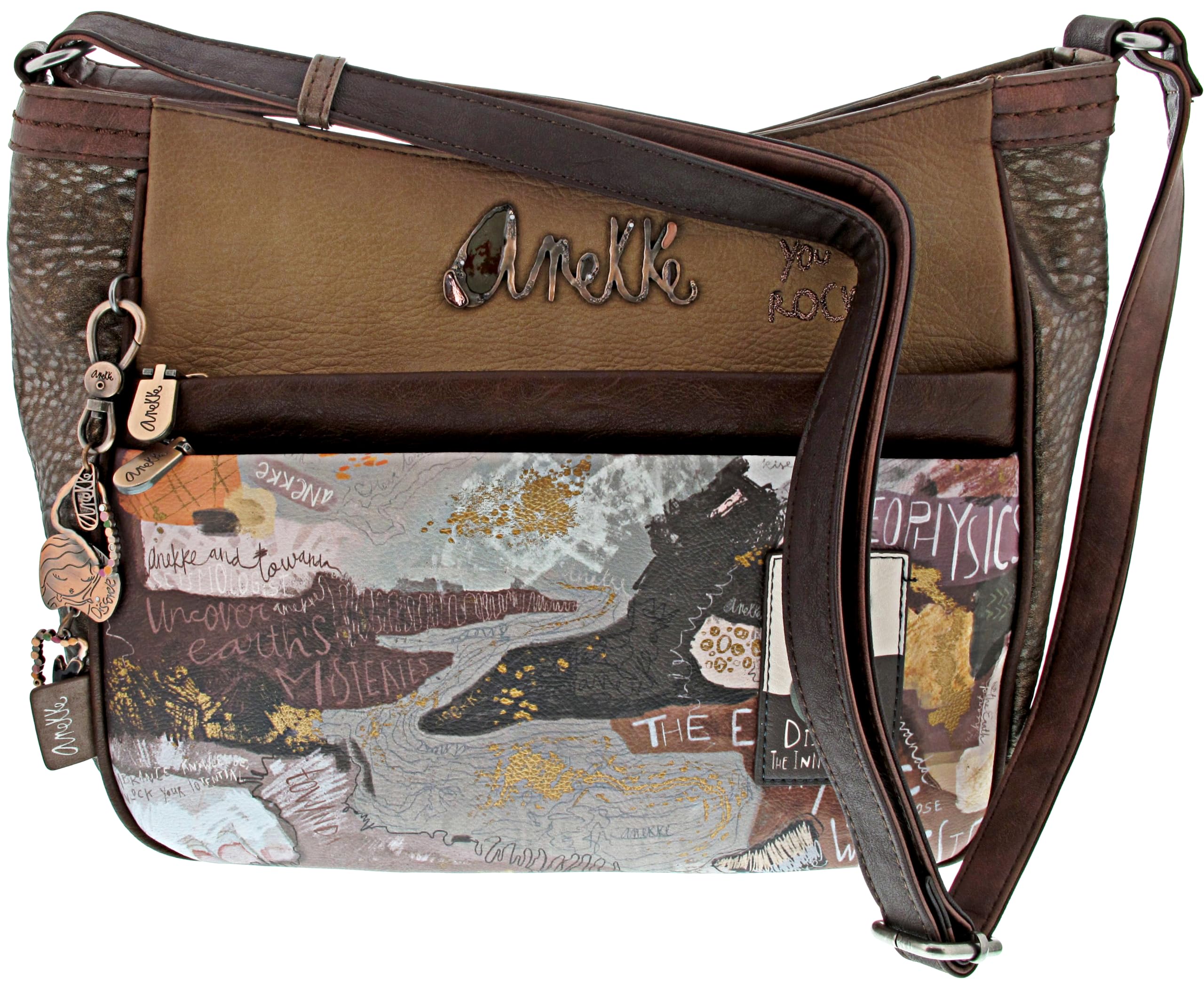 Anekke Outer borsa a tracolla grande marrone 32 cm
