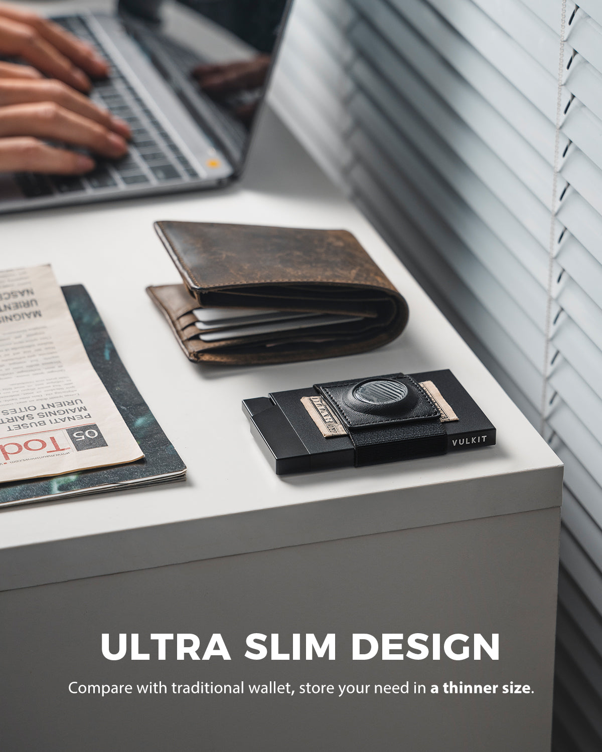 VULKIT AirTag Holder Wallet portacarte nero 12 carte
