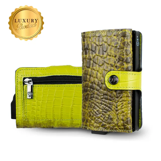 SLim Stampa Cocco Bicolor Verde portacarte RFID 12 carte