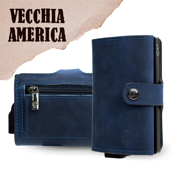 SLim Crazy Horse portafoglio pelle Crazy Horse blu