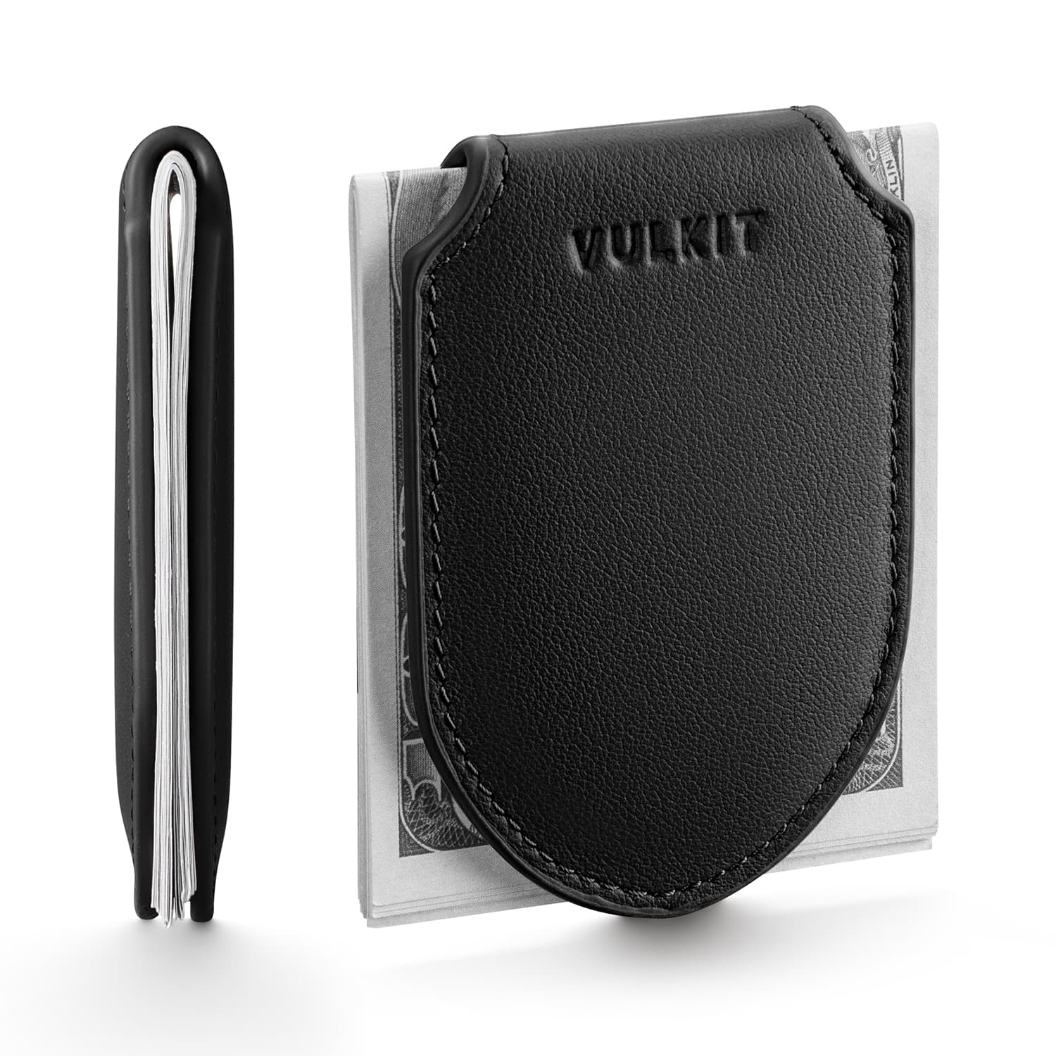 VULKIT Money Clips VMC103P fermasoldi pelle nero magnetico