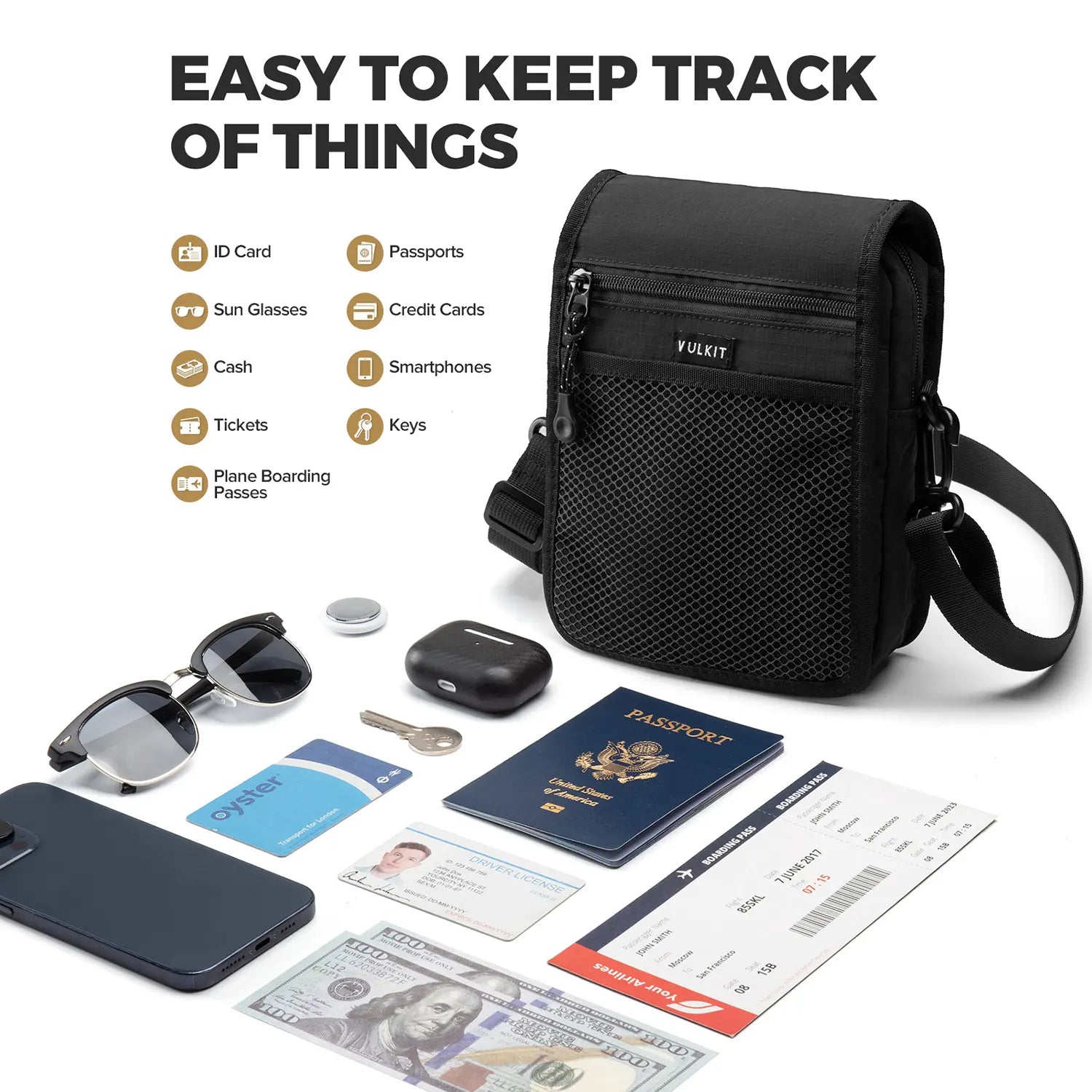 VULKIT Bags VB104 borsa messenger tracolla nera leggera