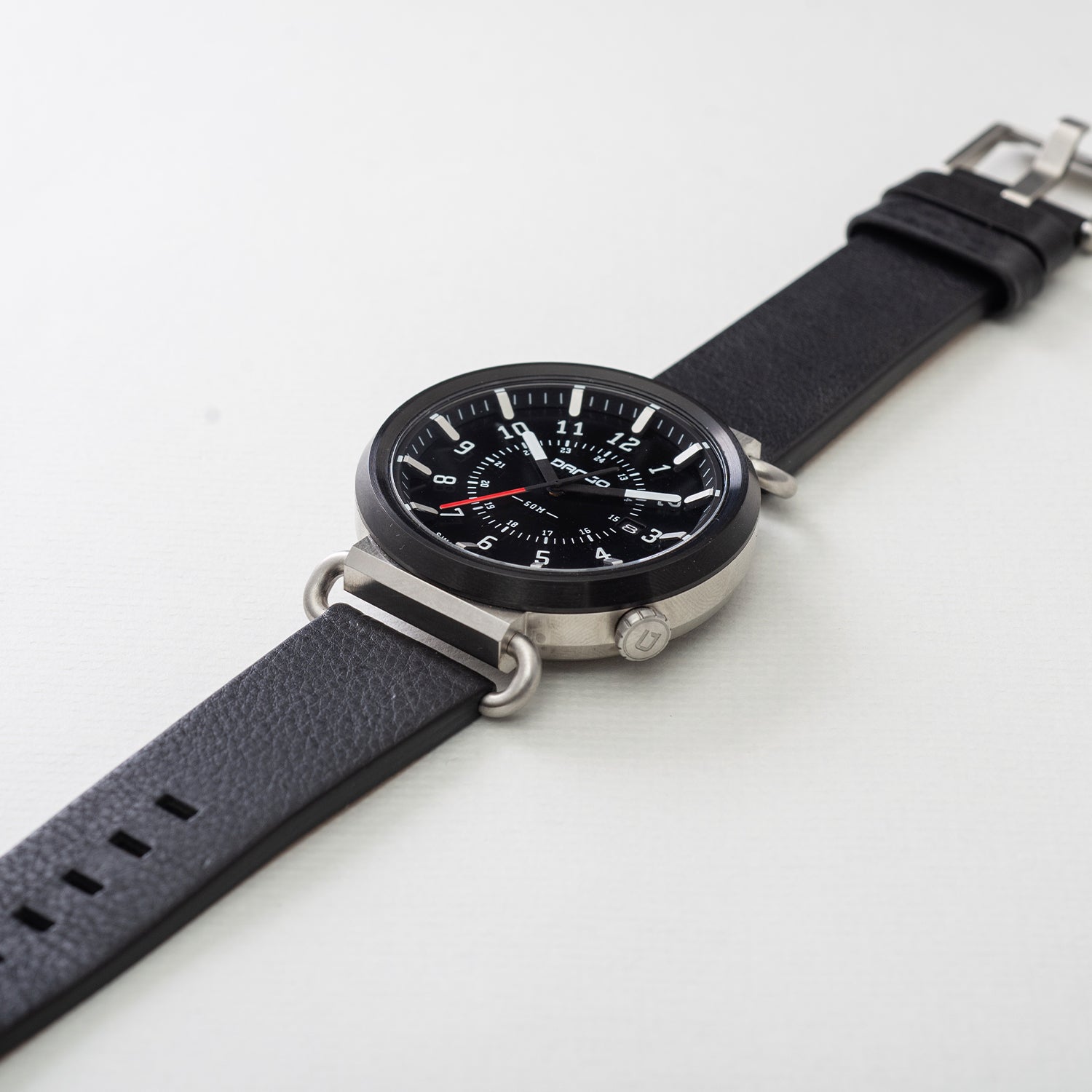 Dango Trek TK-01 orologio pelle italiana Jet Black 45mm