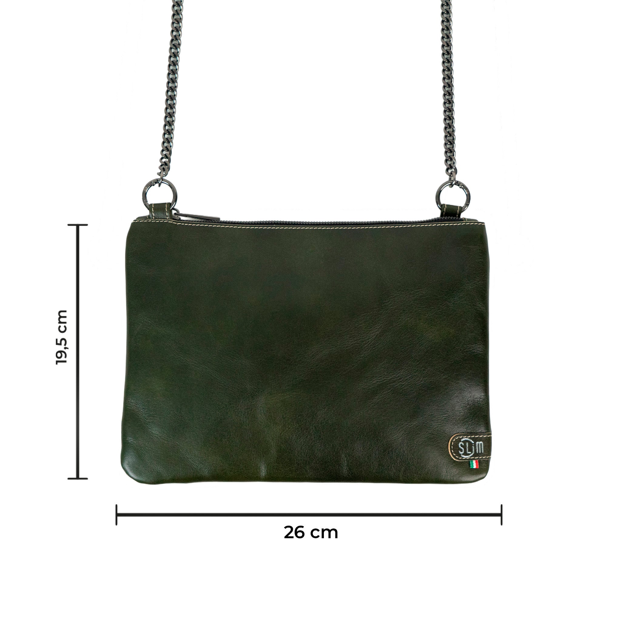 SLim Pochette Tracolla Vegetale pochette pelle verde 24x19