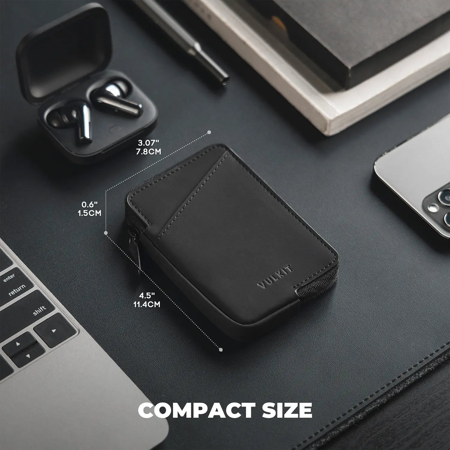 VULKIT VW113 portacarte RFID pelle nero slim