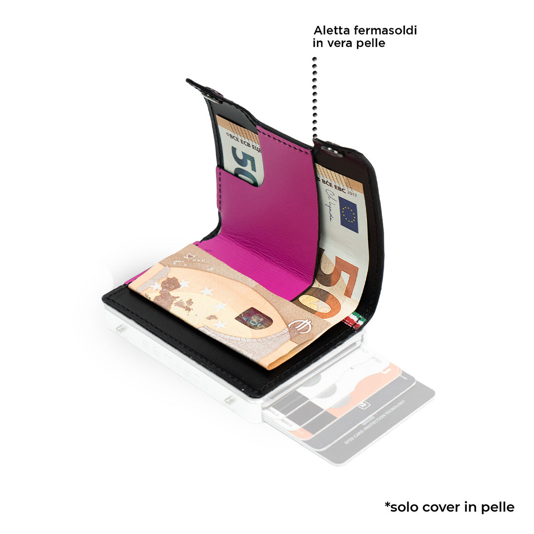 SLim Be Tasck Liscia Fucsia Nero cover pelle bicolore