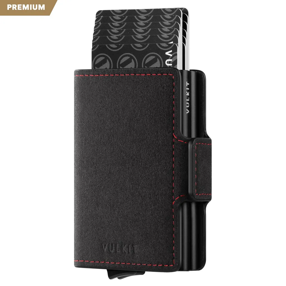 VULKIT Alcantara VC200D Portafoglio Alluminio RFID Grigio