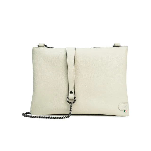 SLim Pochette Tracolla vera pelle bottalato beige 24 cm