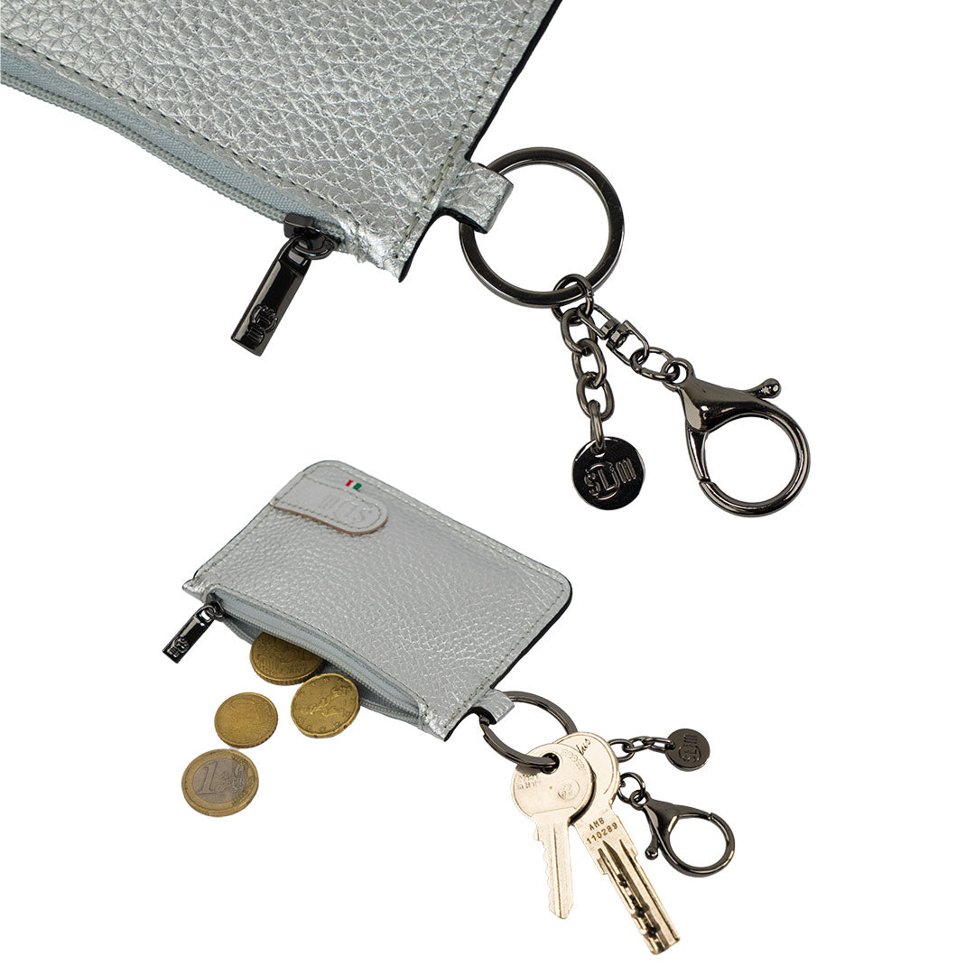 SLim Portachiavi Portamonete Bottalato Argento