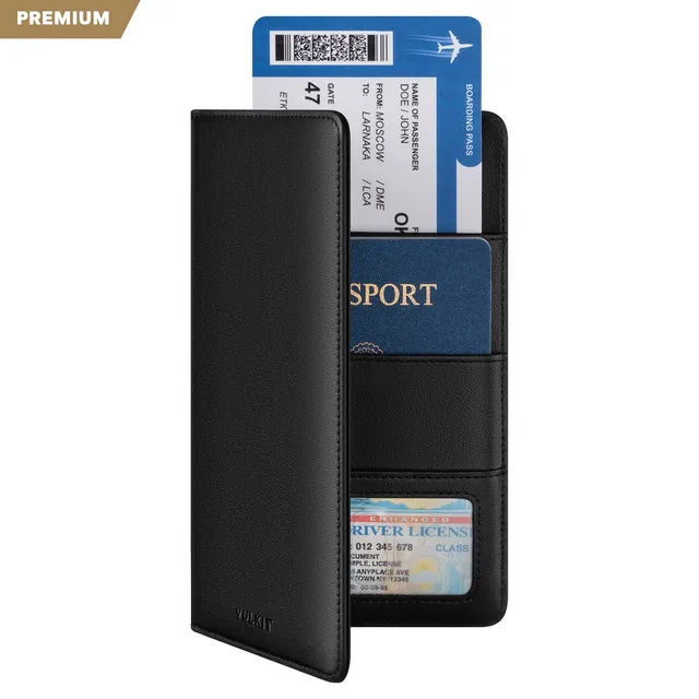 VULKIT VPW100P Portapassaporto Pelle Grigio RFID Viaggio