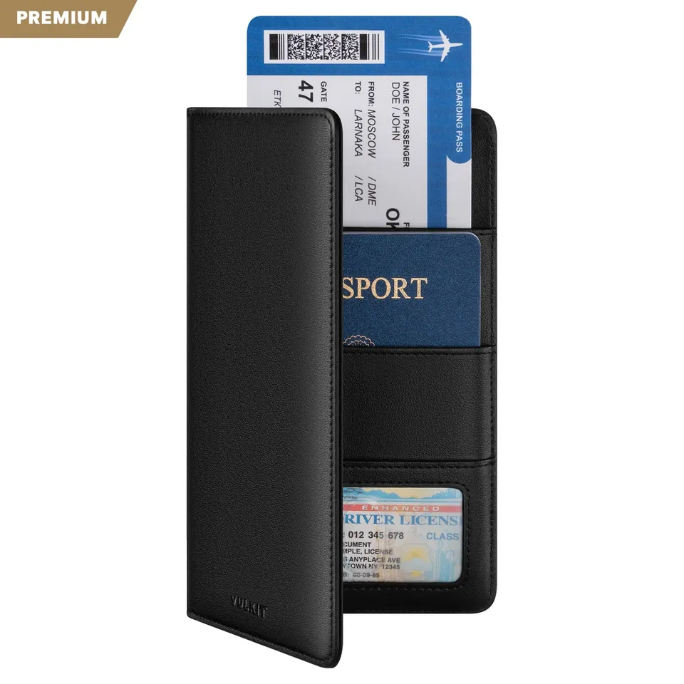 VULKIT VPW100P Portapassaporto Pelle Grigio RFID Viaggio