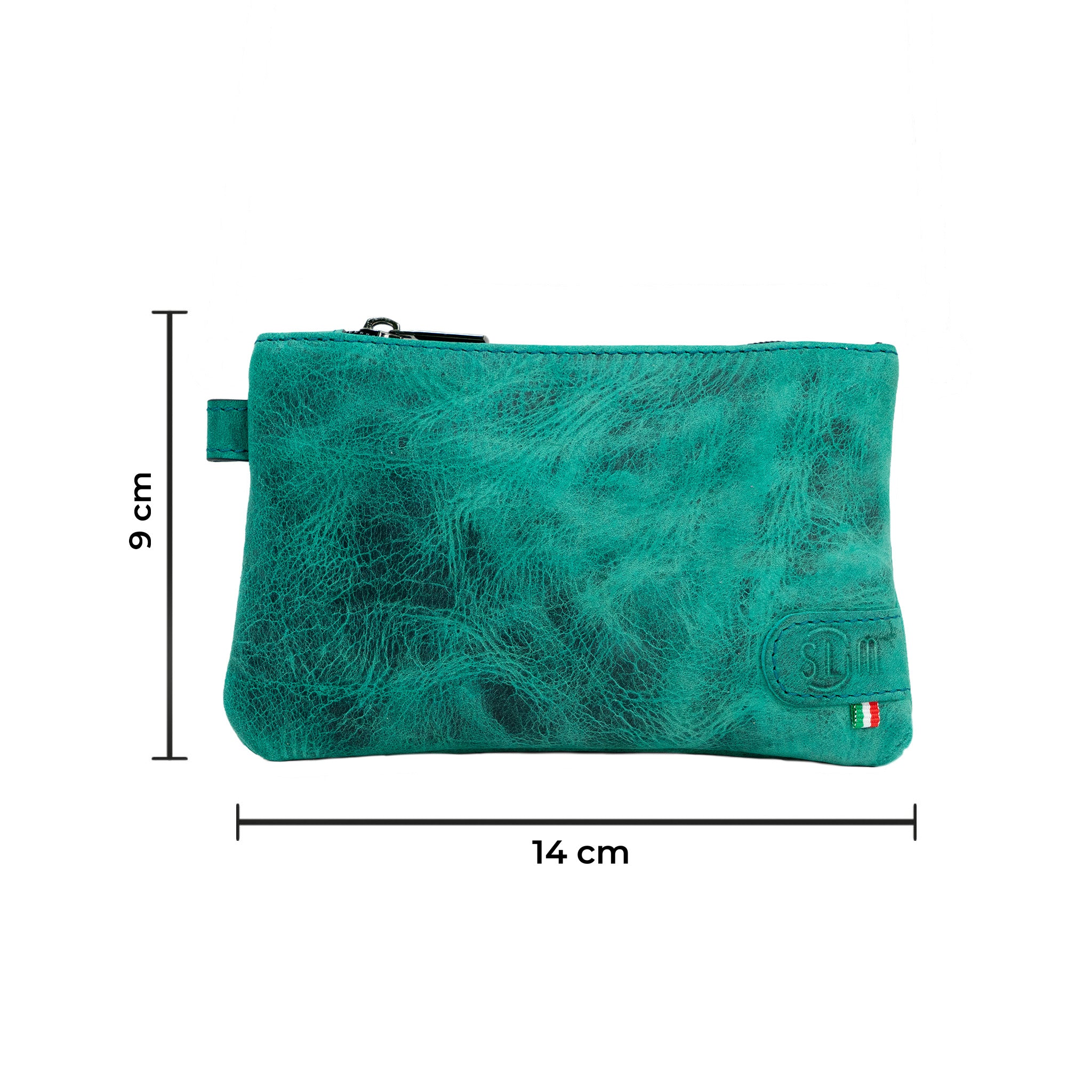 SLim Mini Pochette Pelle Acquamarina Made in Italy