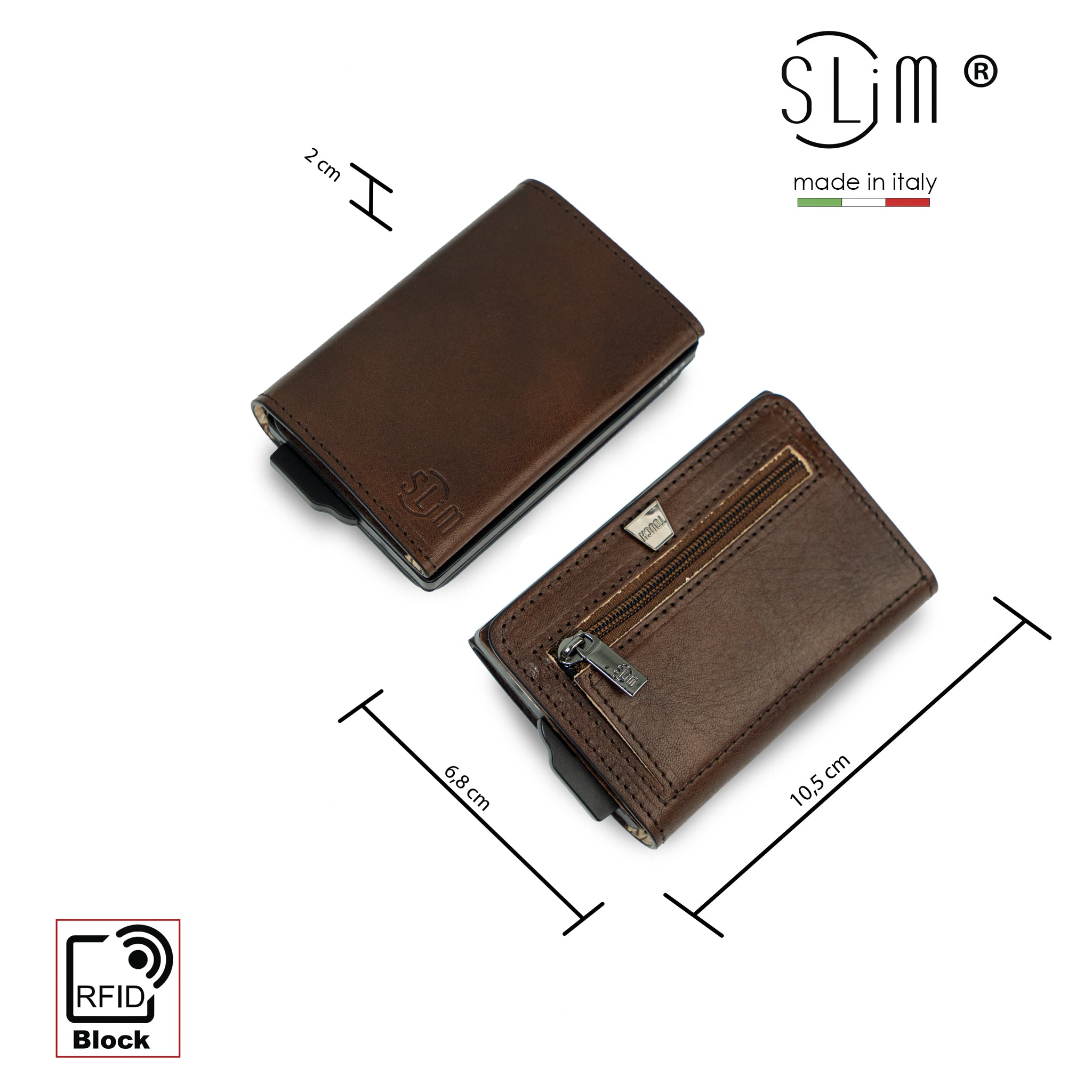 SLim Touch Portafoglio Marrone Concia Vegetale RFID