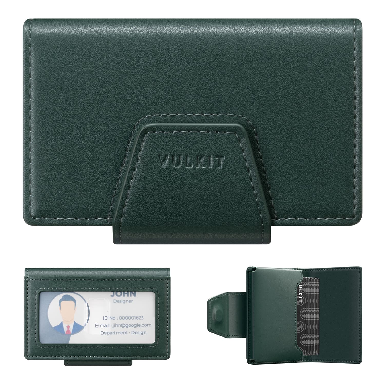 VULKIT VBC104 Portacarte RFID Blu Chiusura Magnetica Slim