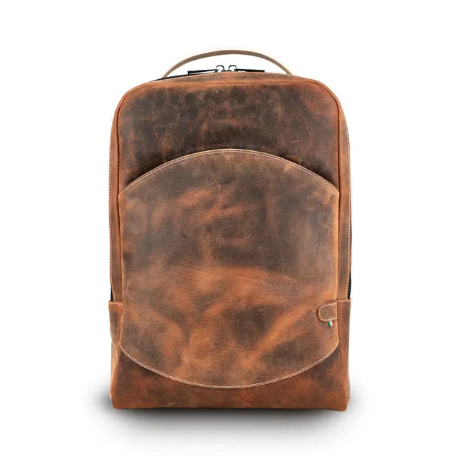 SLim Zaino Medio pelle brown Crazy Horse laptop 14"