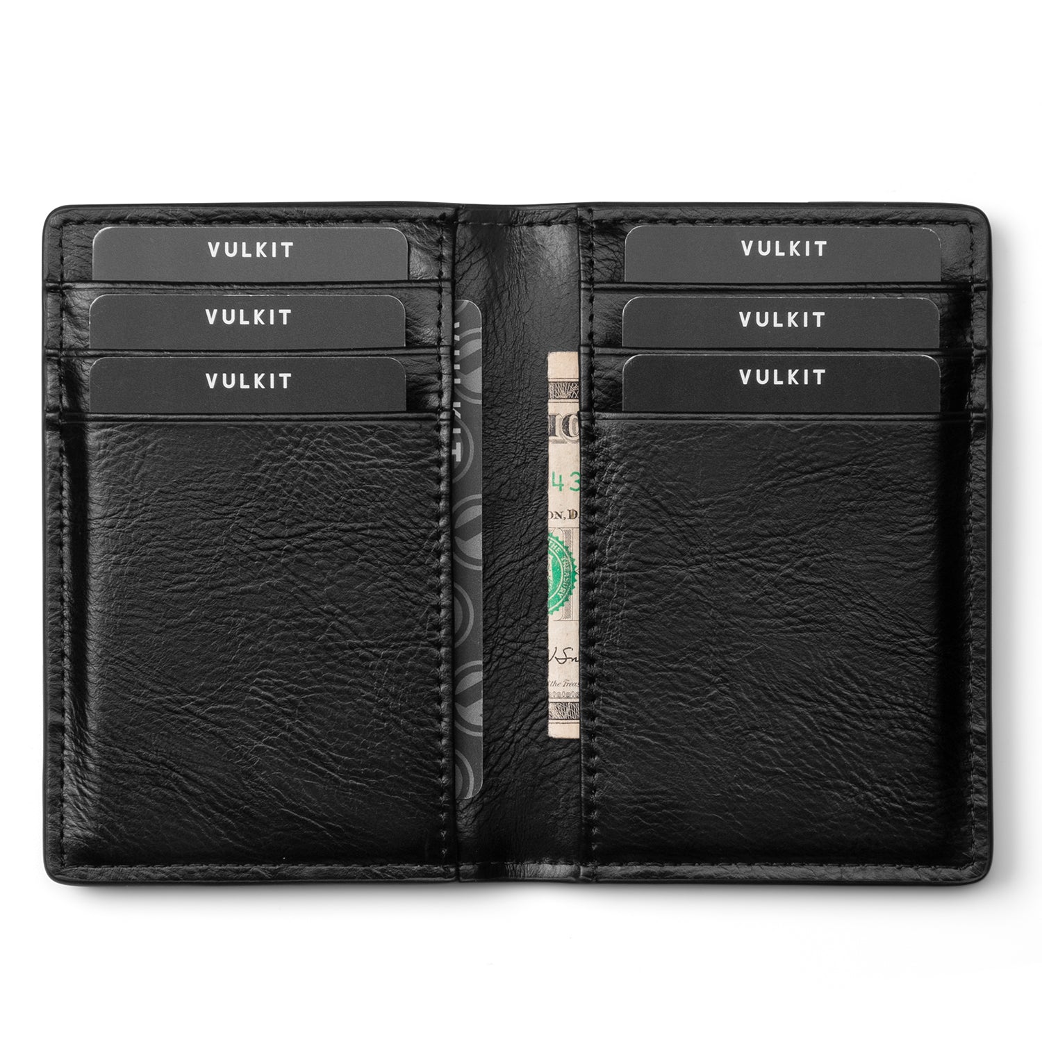 VULKIT VW100 portafoglio pelle nero bifold 10 carte