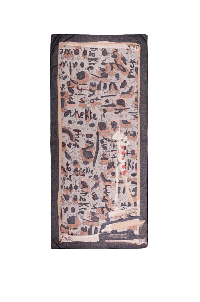 Anekke Sciarpa Donna Scura Pashmina con Stampa