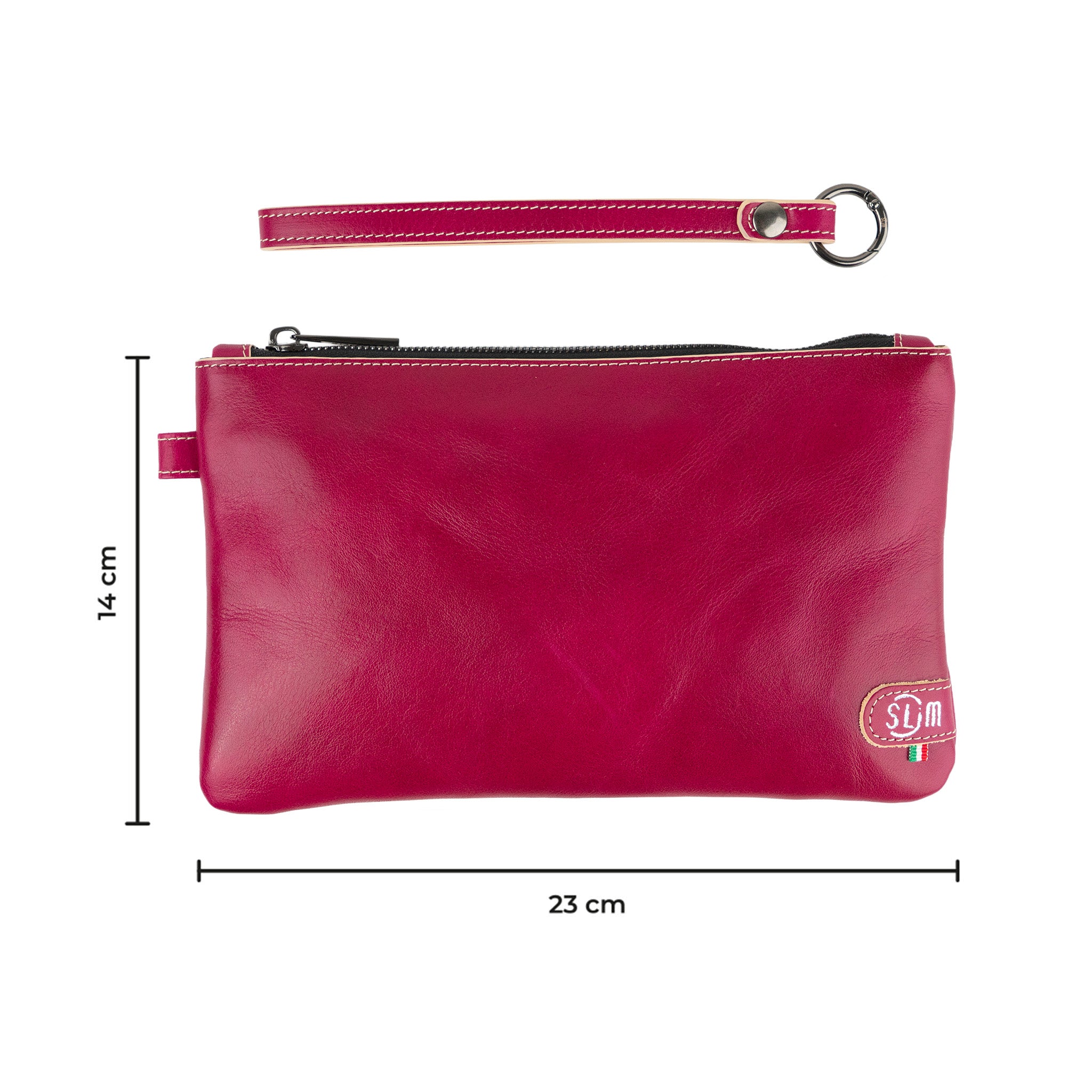 SLim Pochette Polsiera pelle vegetale fucsia