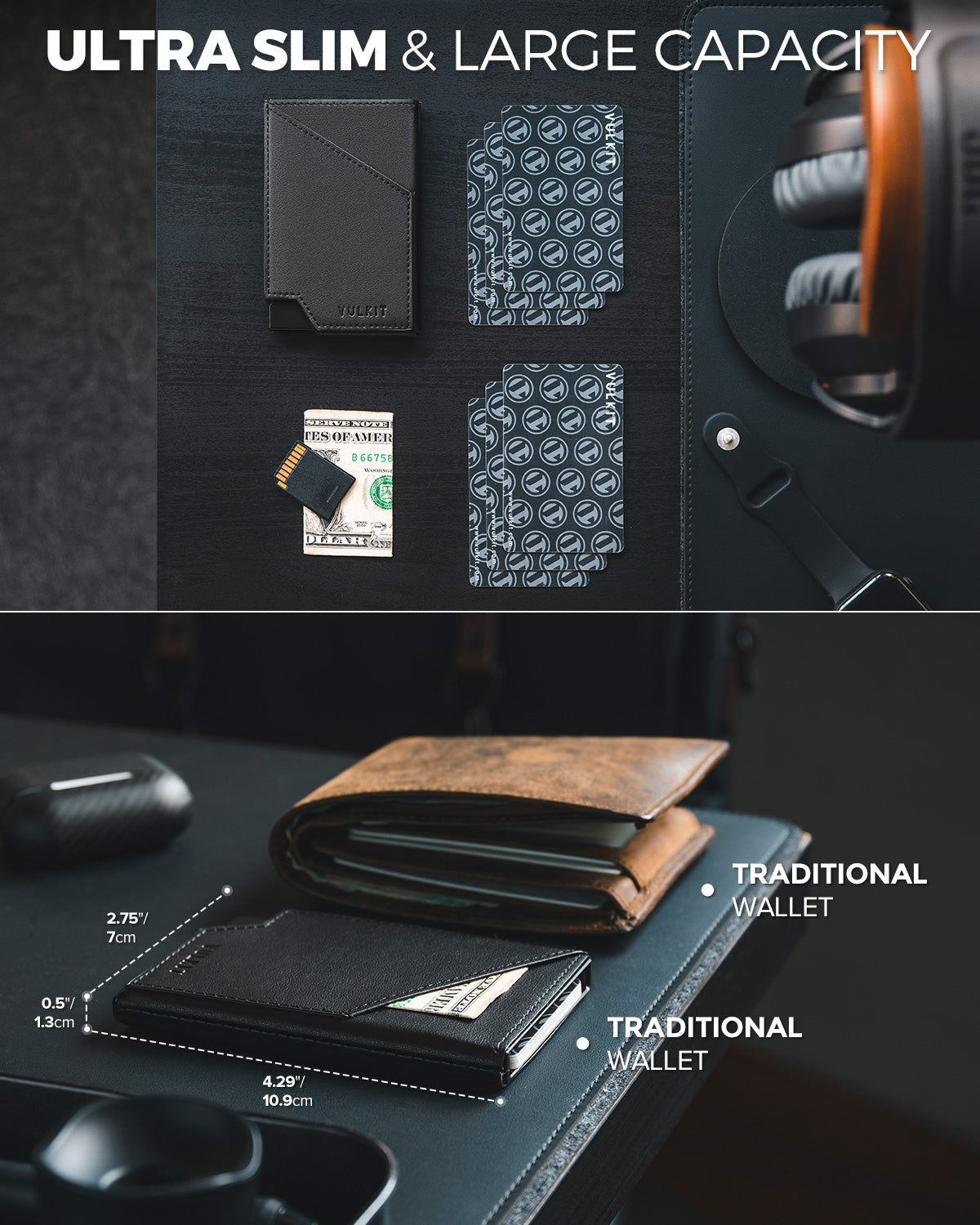 VULKIT Pop Up Wallet VC401 portacarte alluminio nero slim