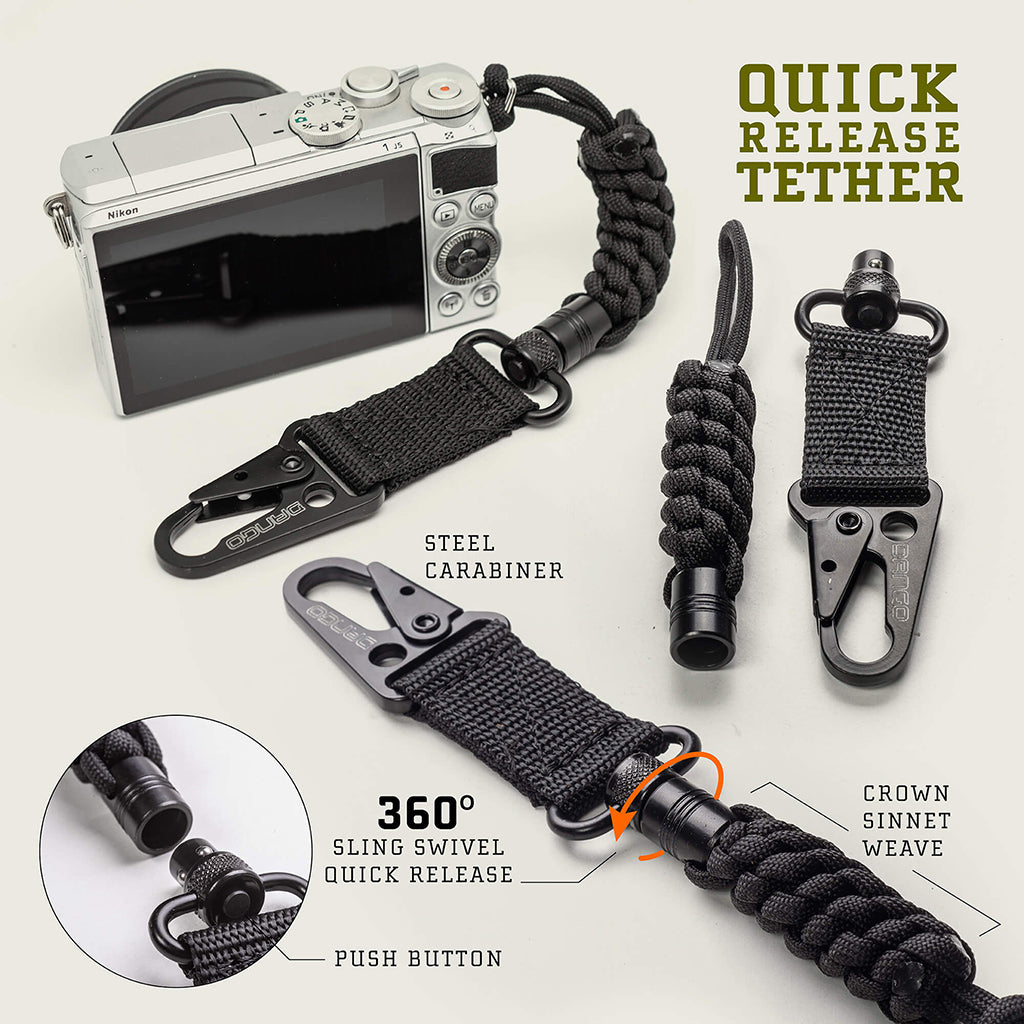 Dango Quick Release Tether cordino paracord nero sgancio rapido