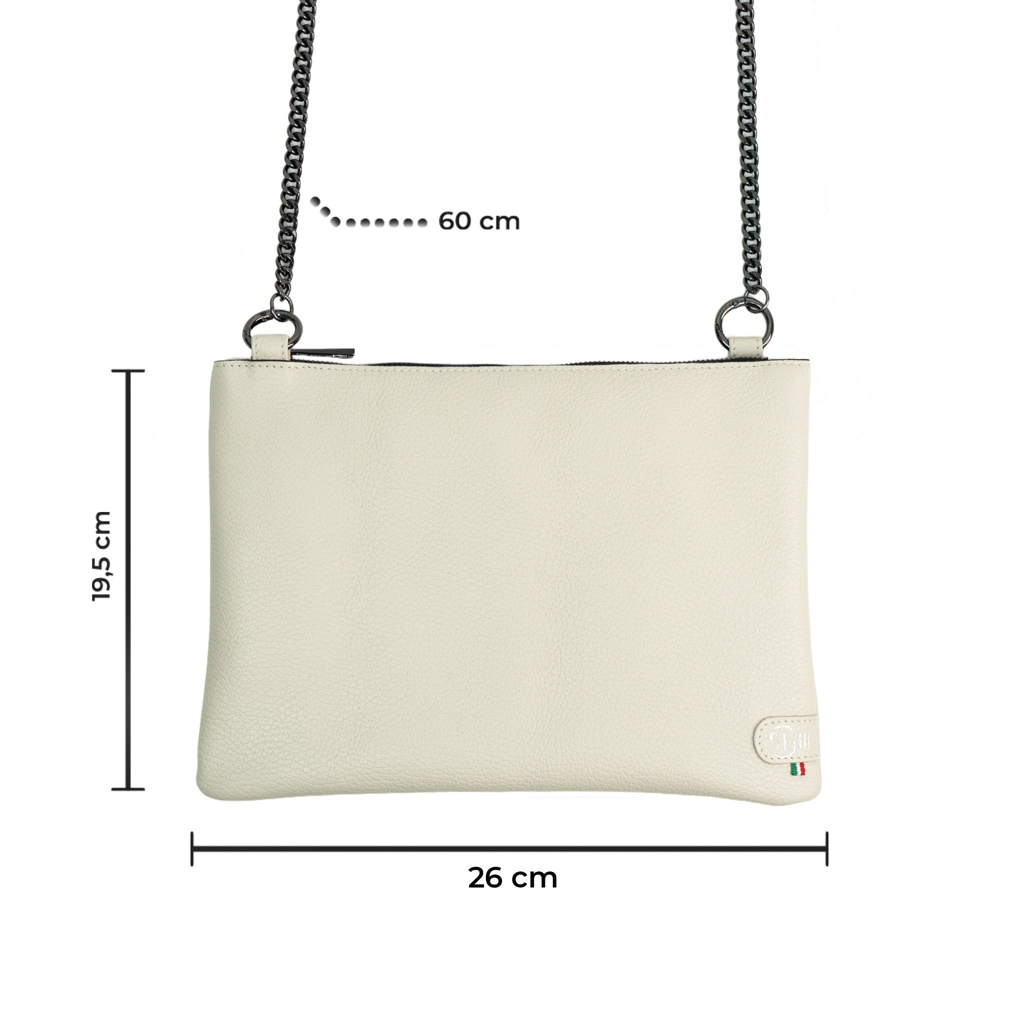 SLim Pochette Tracolla vera pelle bottalato beige 24 cm