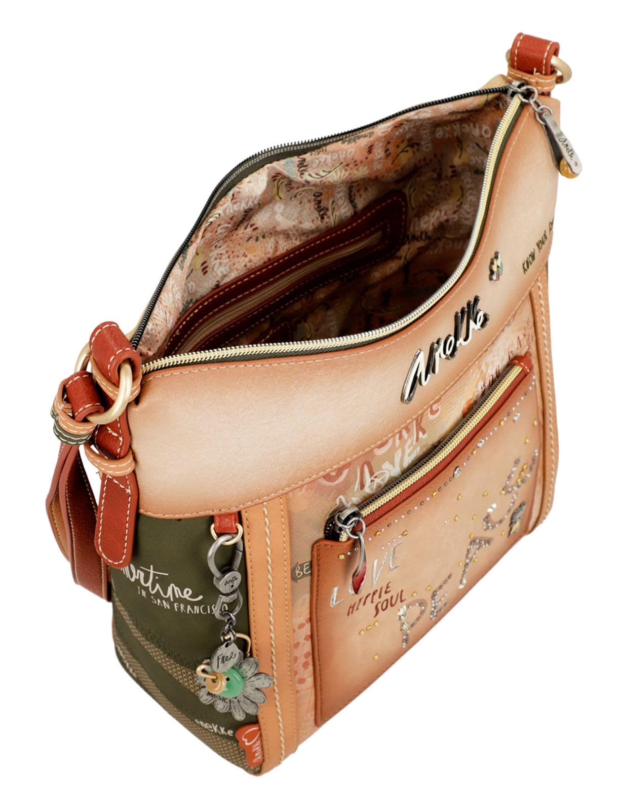 Anekke Bloom Flowers borsa a tracolla grande stampa fiori