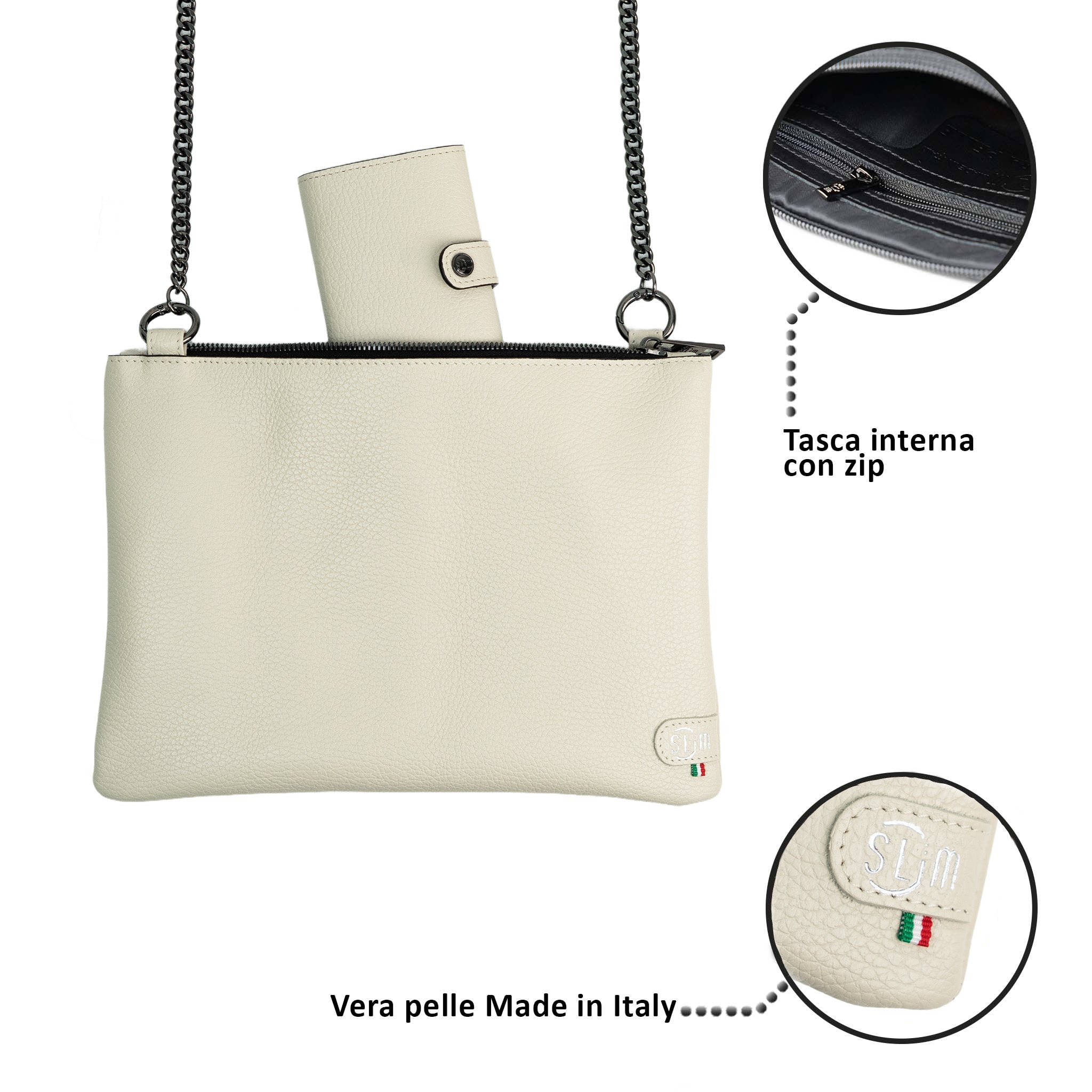 SLim Pochette Tracolla Bottalato Nero pochette pelle 24x19,5 cm
