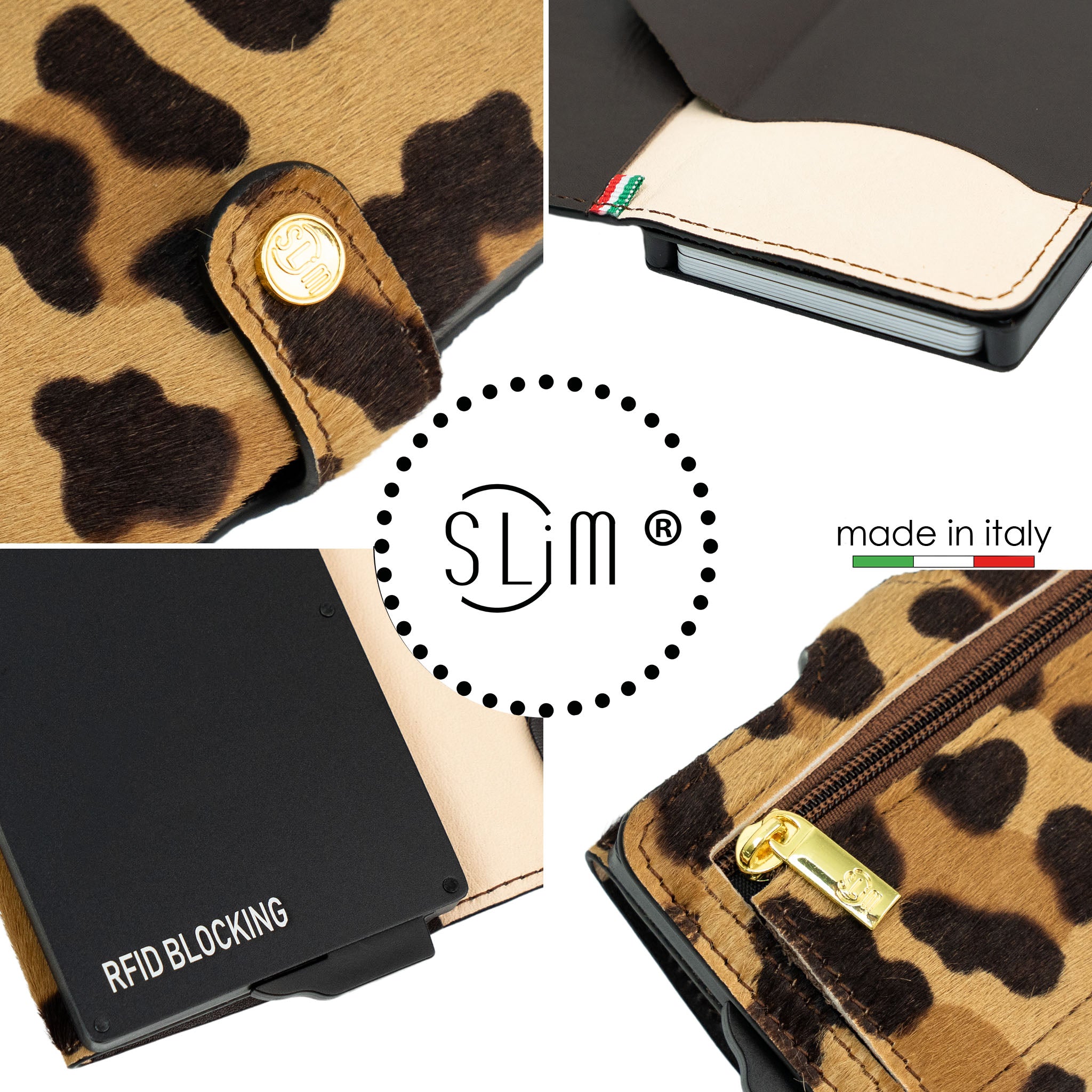 SLim Vera Pelle Portafoglio Animalier Cavallino Maculato