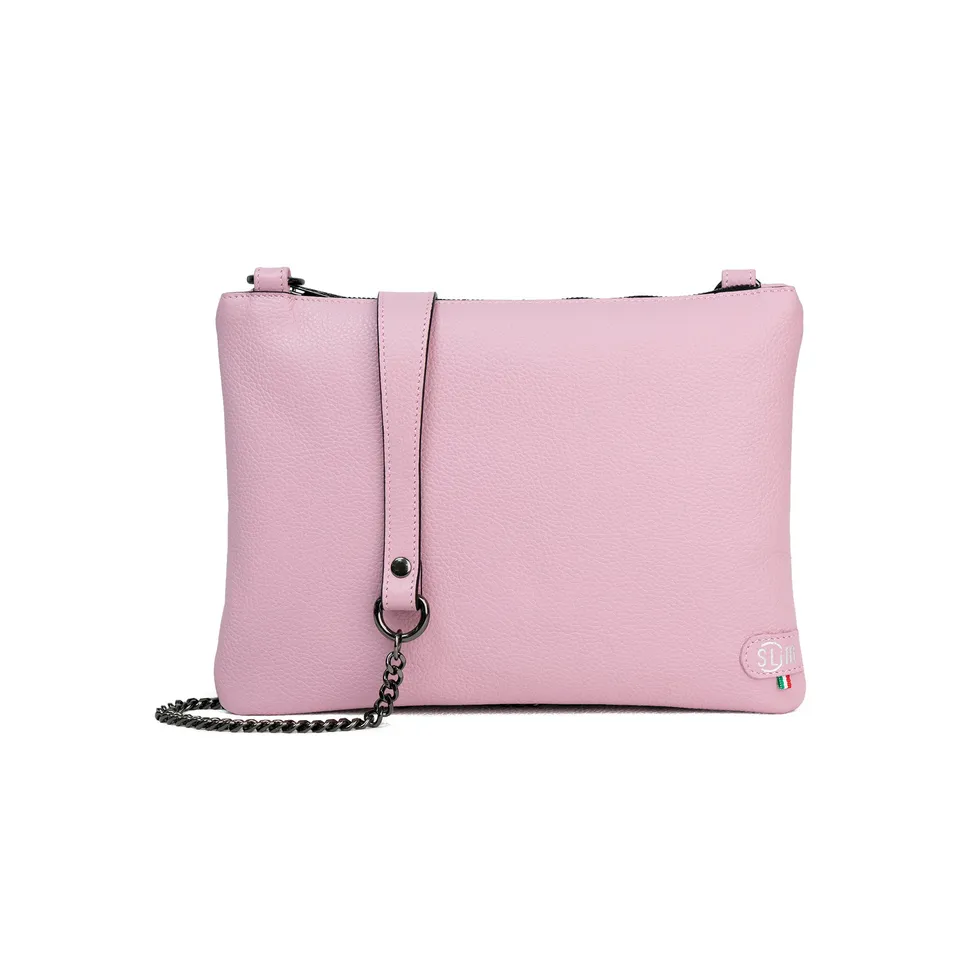 SLim Pochette Tracolla pelle bottalato rosa 24x19,5 cm
