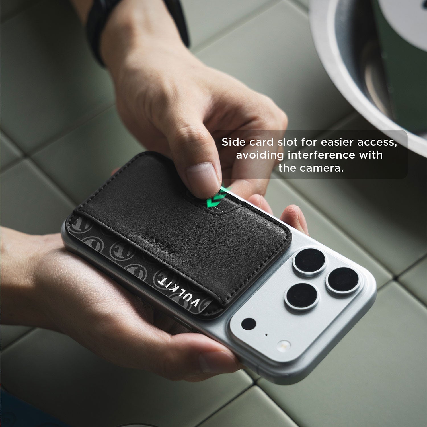 VULKIT VPA123 porta carte telefono adesivo ultrasottile nero