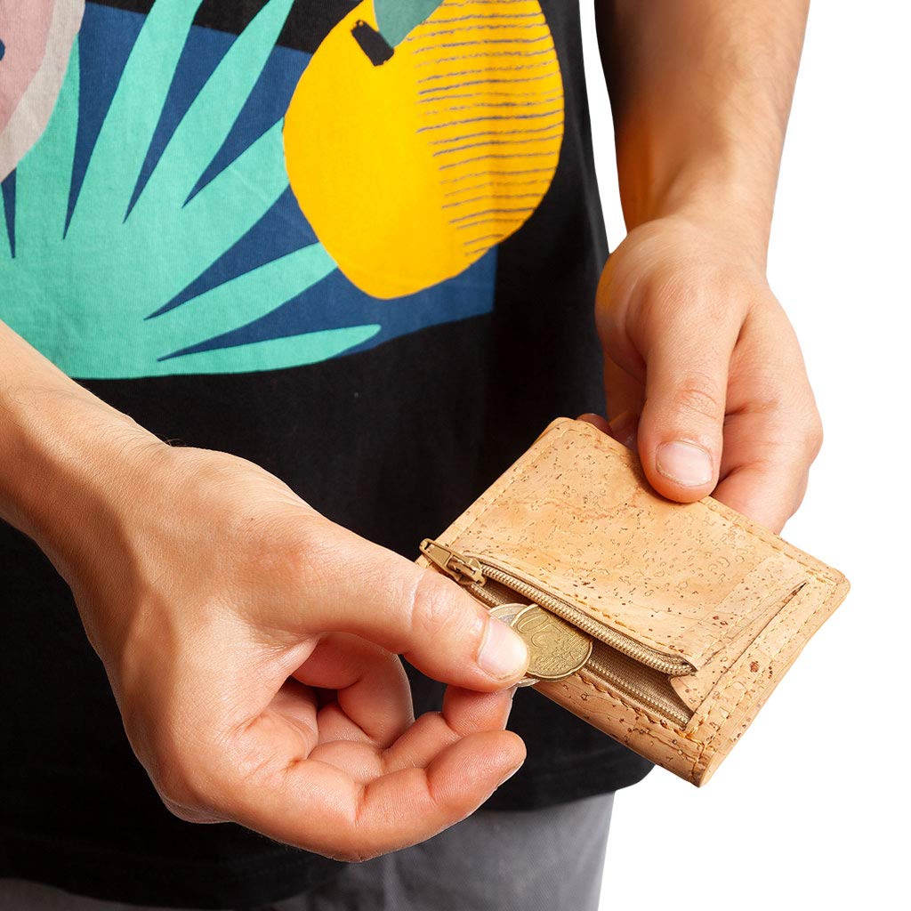Corkor Wallets Portafoglio Sottile Uomo Marrone RFID