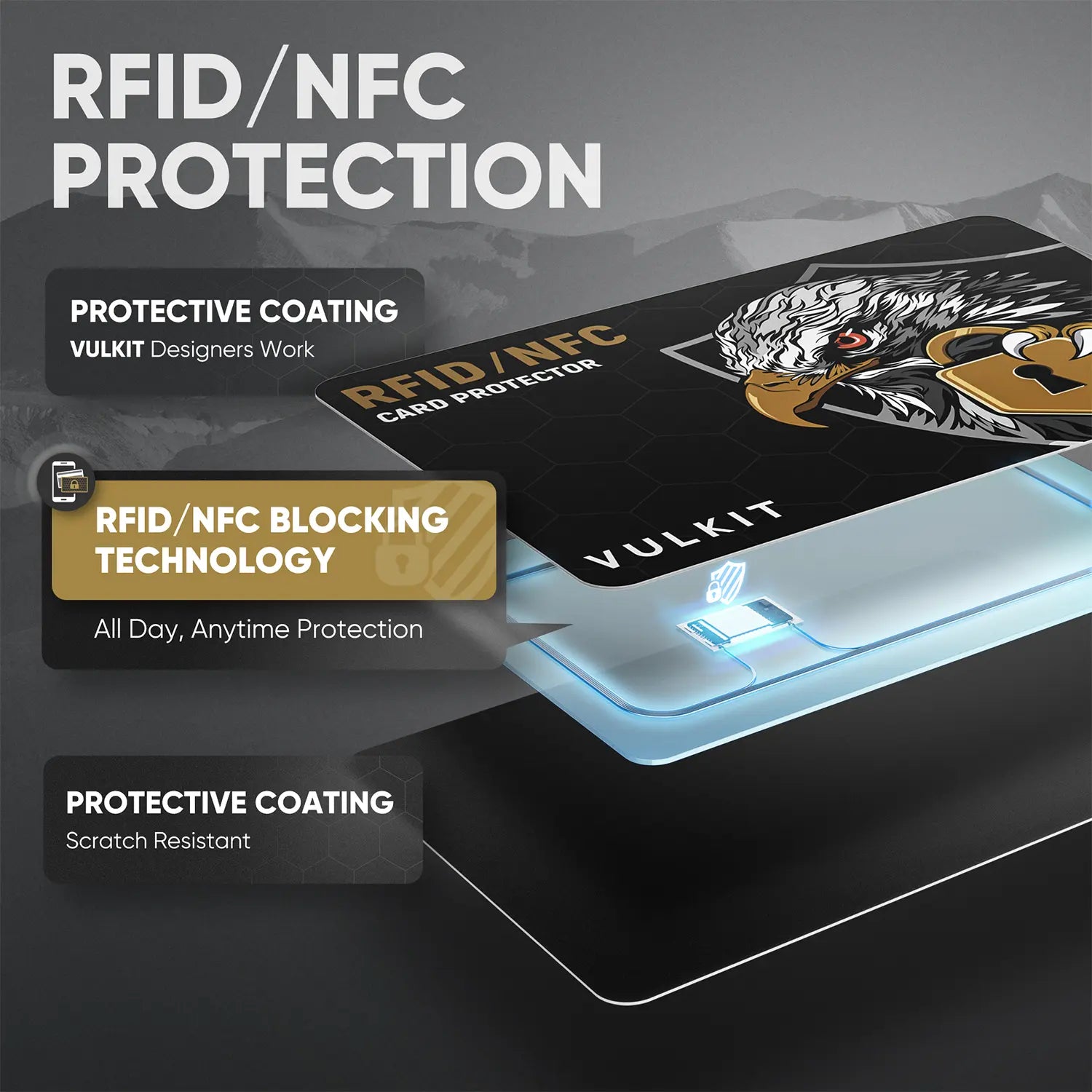 VULKIT Card Protector VCP104 carta schermante RFID 2 pezzi aquila