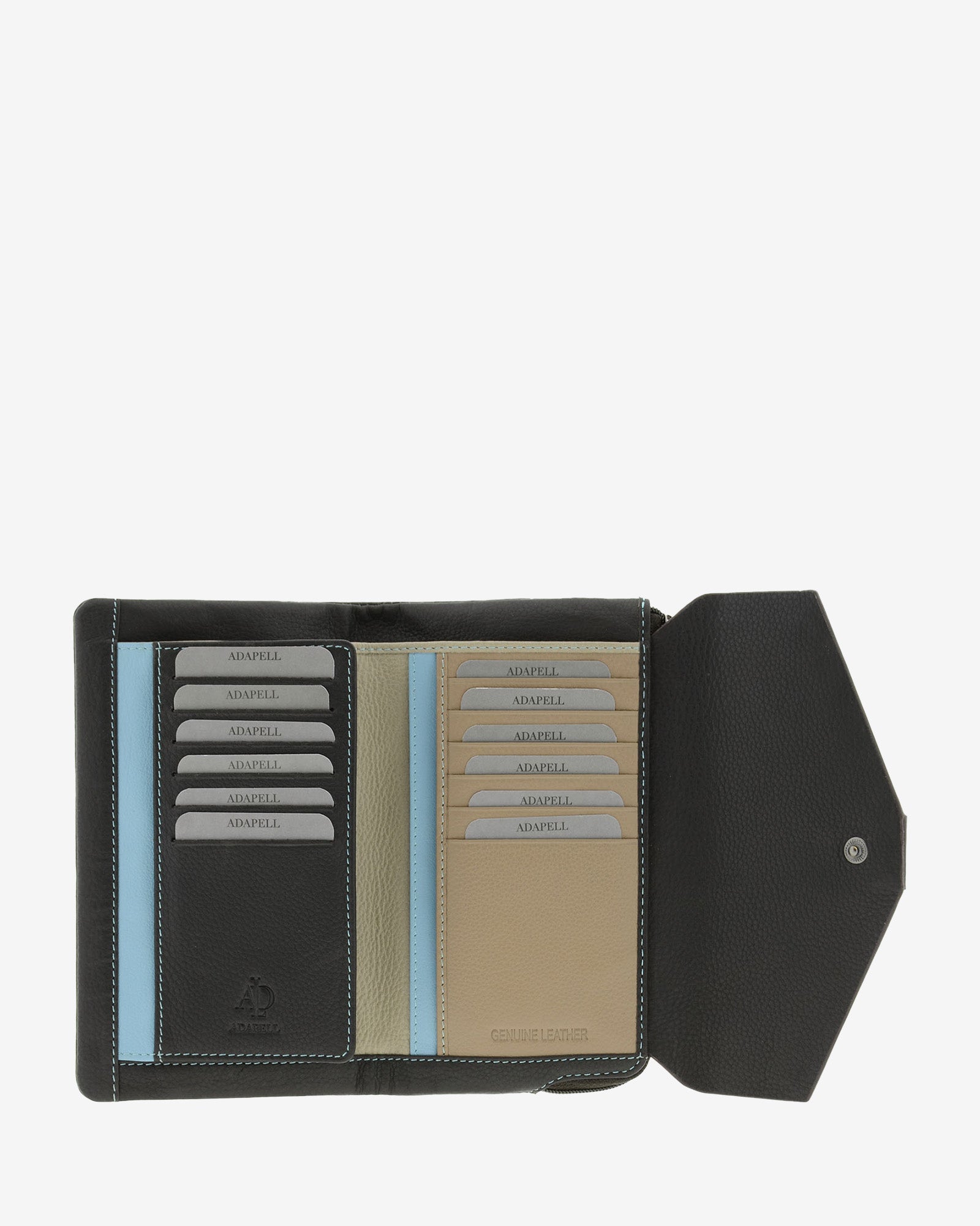Adapell Annette 4157 portafoglio grande nero 12 carte pelle