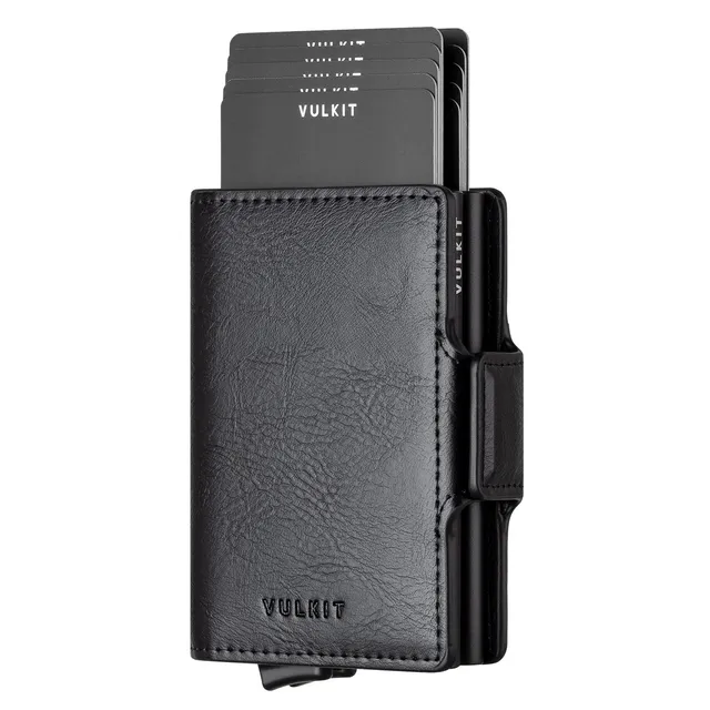 VULKIT VC200d Portafoglio Pelle Nero Alluminio RFID 14 Carte