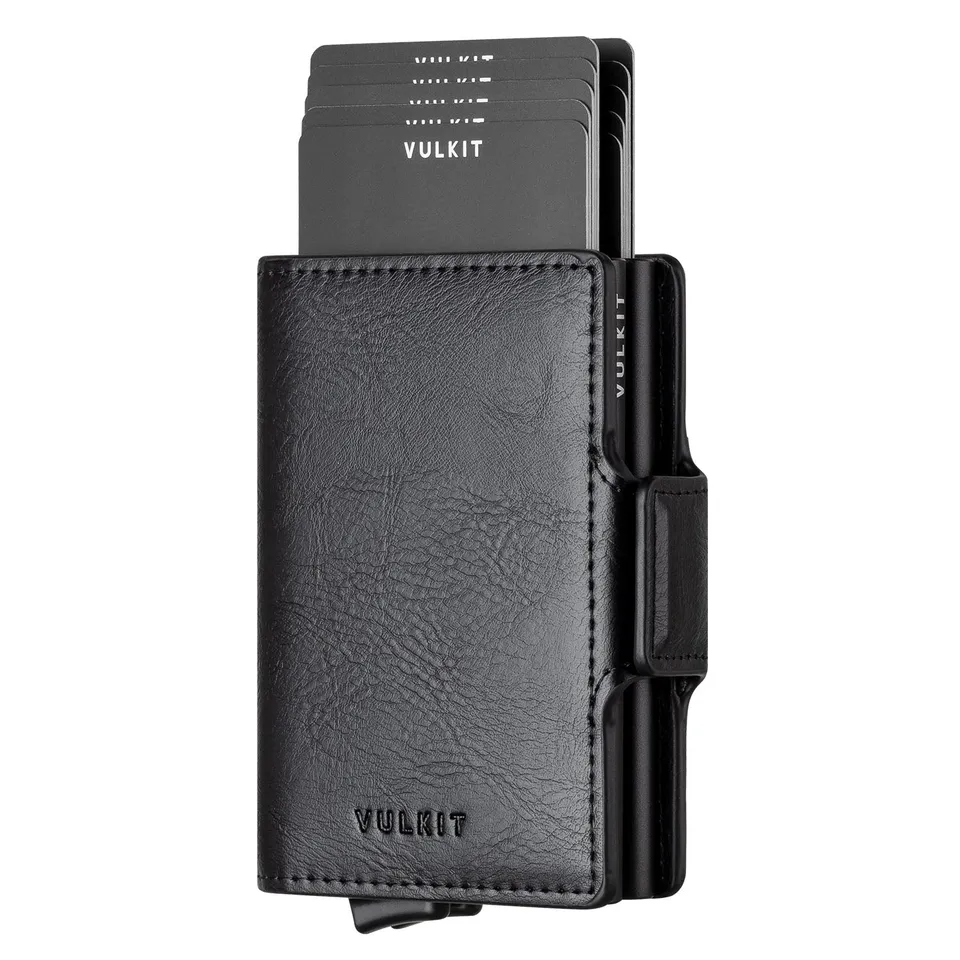 VULKIT VC200d Portafoglio Pelle Nero Alluminio RFID 14 Carte