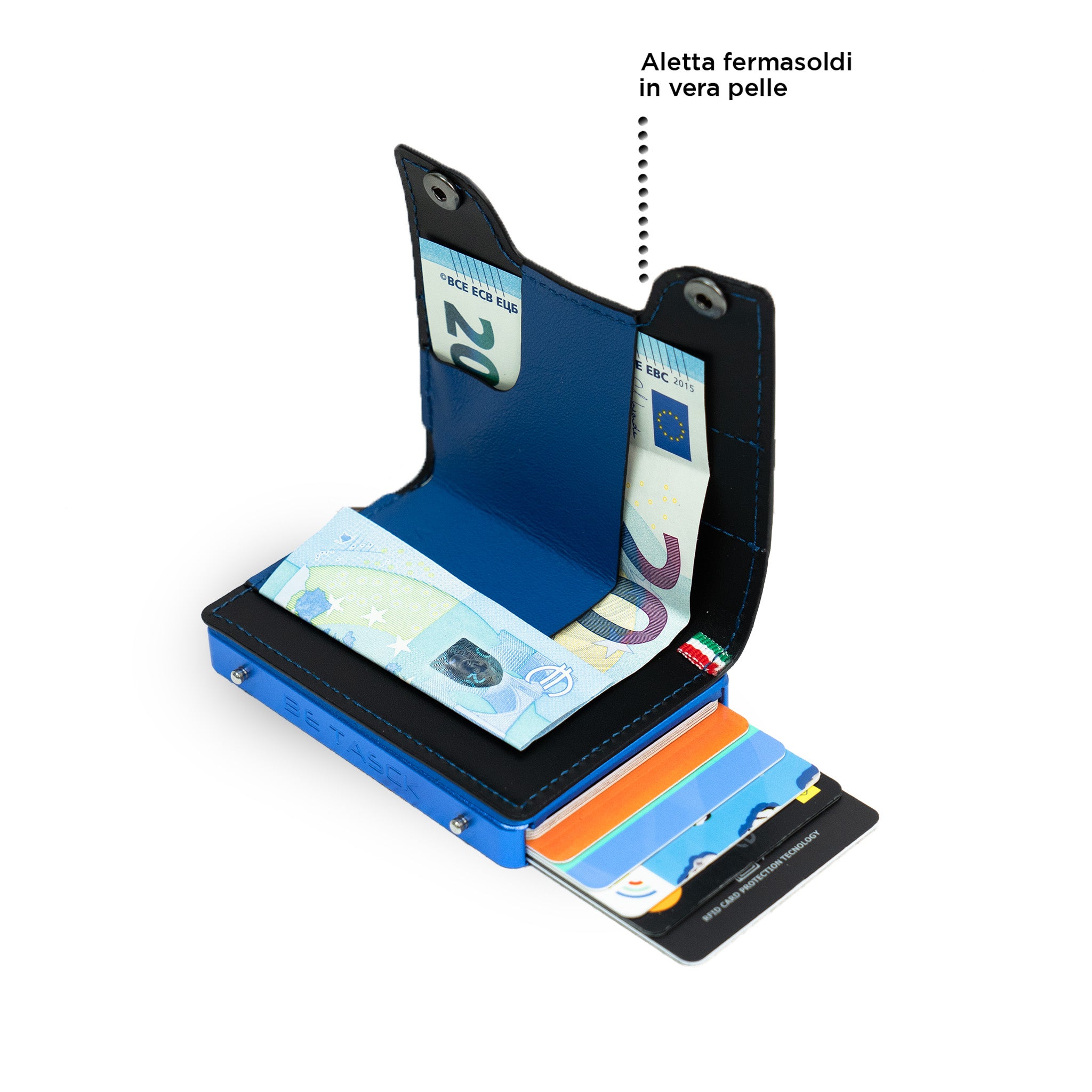 SLim Be Tasck Bicolor Neroblu portafoglio pelle compatto