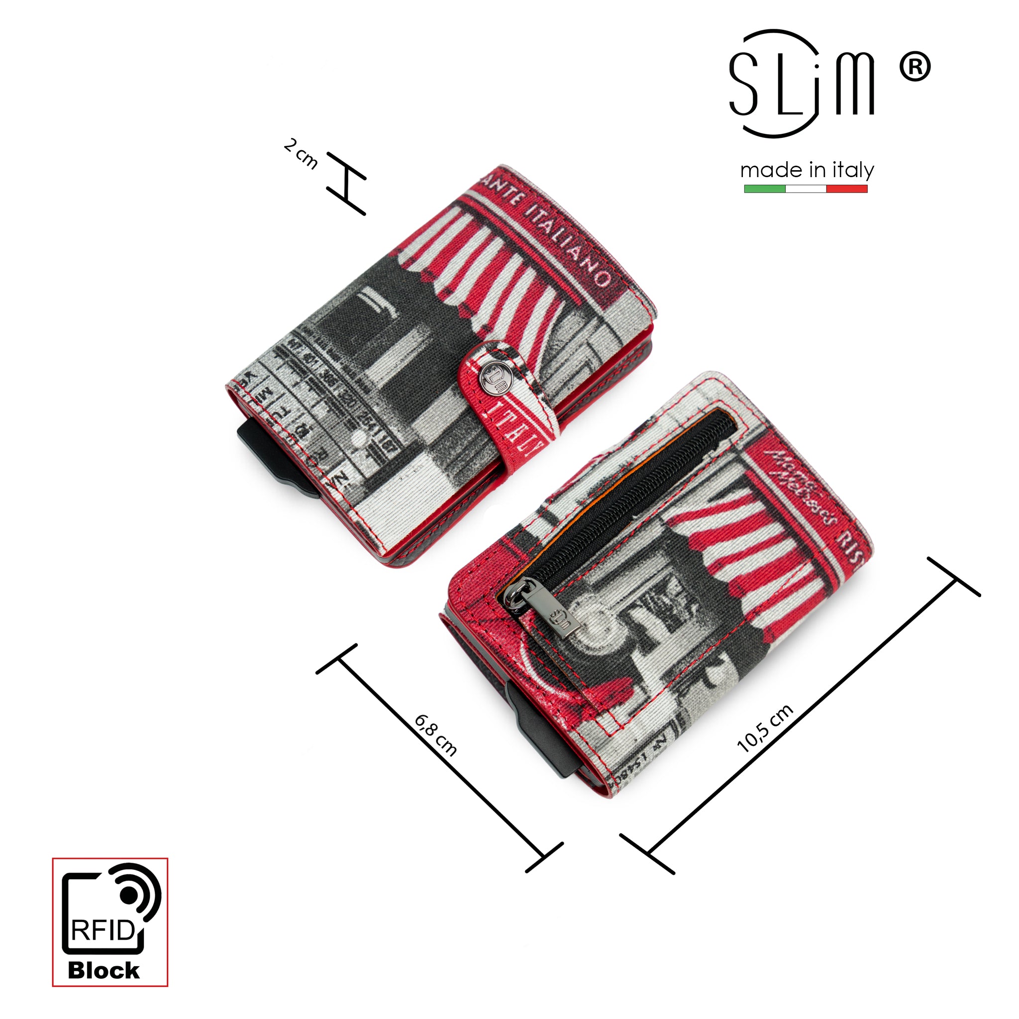 SLim Vera Pelle Dolce Vita Ristorante portafoglio compatto RFID