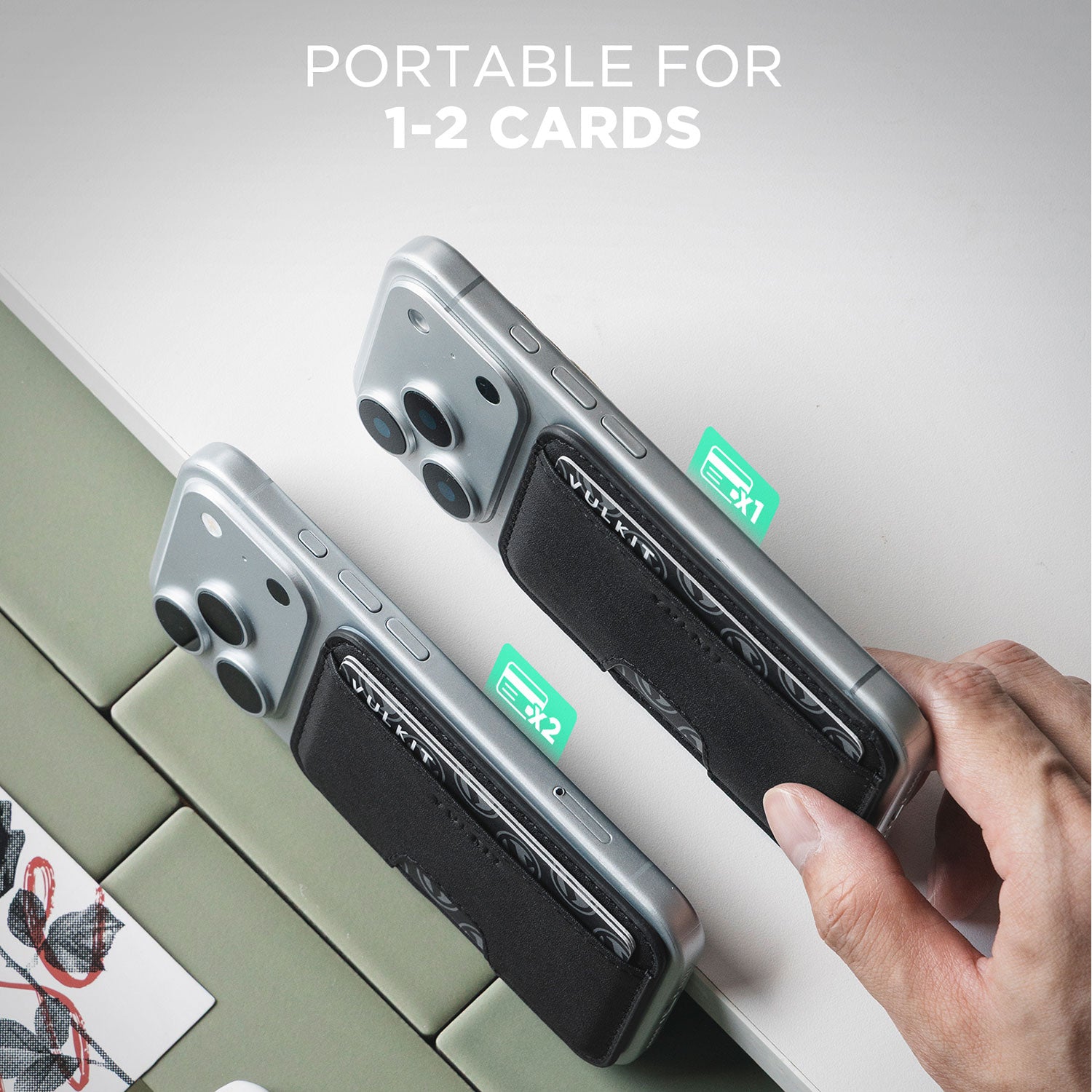 VULKIT VPA123 porta carte telefono adesivo ultrasottile nero