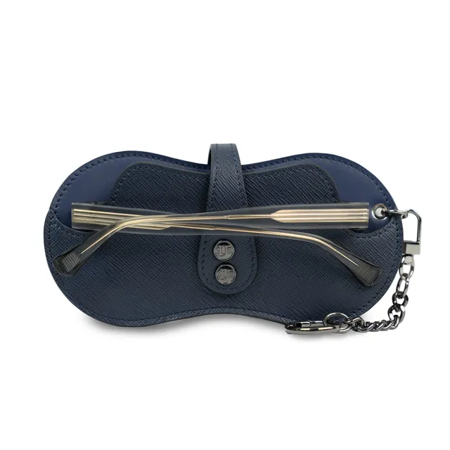 SLim Vision Portaocchiali Pelle Saffiano Blu