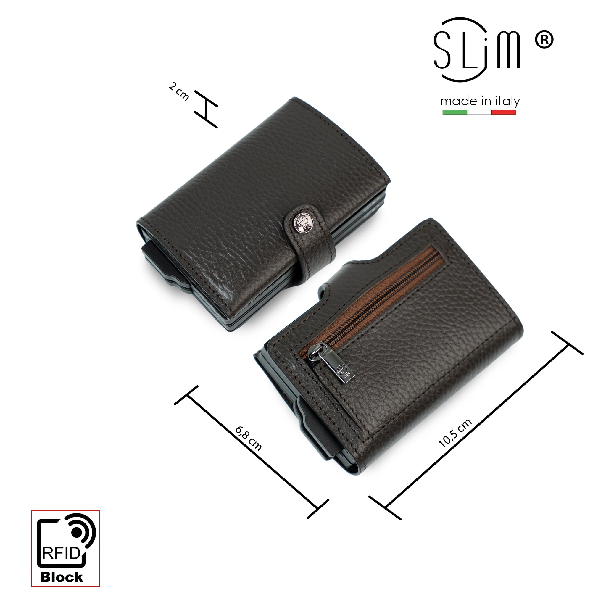 SLim Bottalato Portacarte Doppia Cassa Marrone RFID
