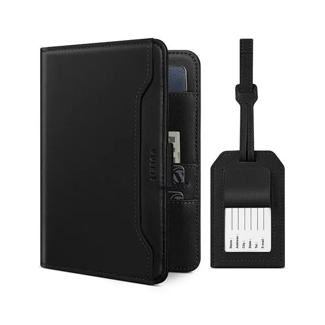 VULKIT Passport VPW114 Portafoglio Passaporto Nero con Tag RFID