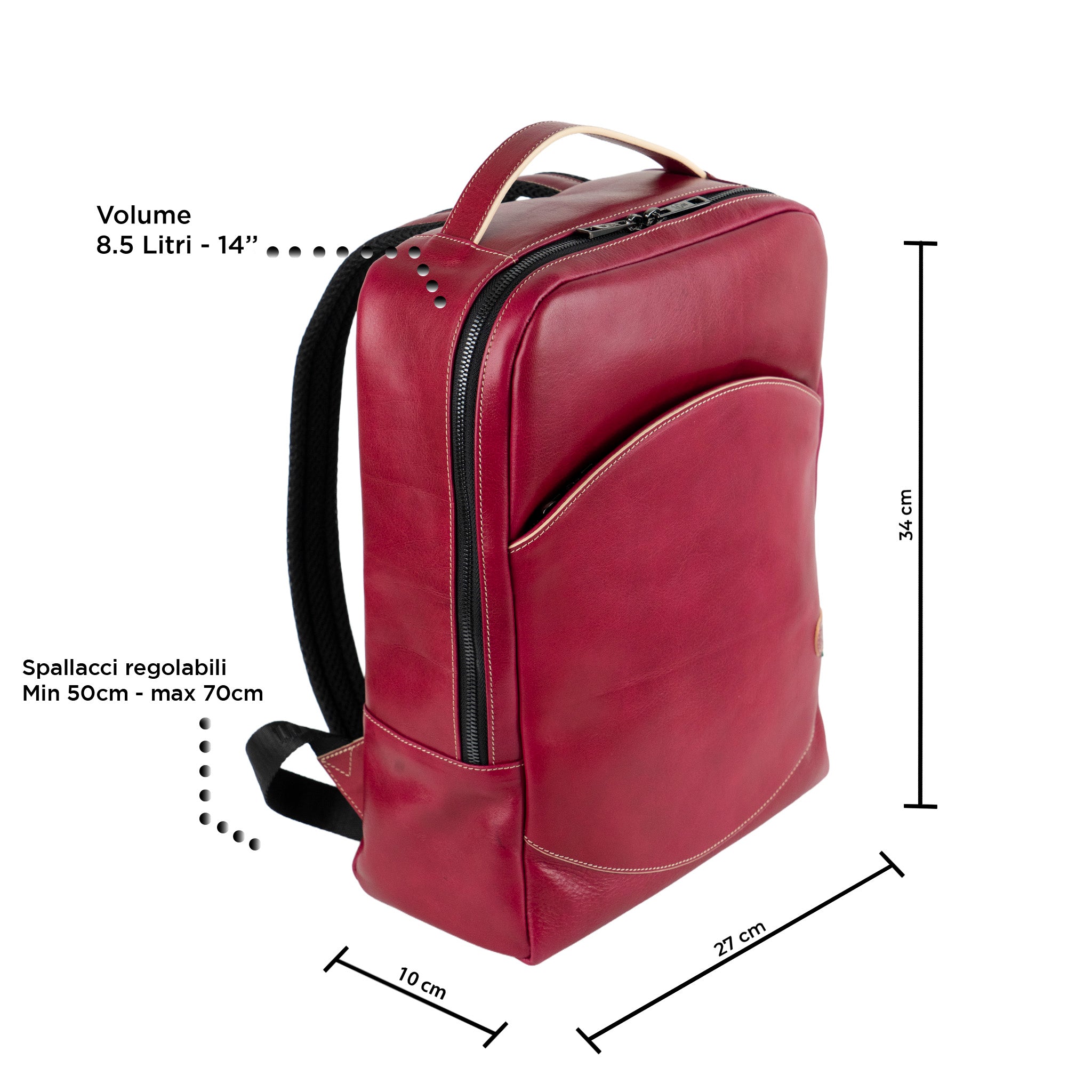 SLim Zaino SLim Medio zaino pelle fucsia concia vegetale