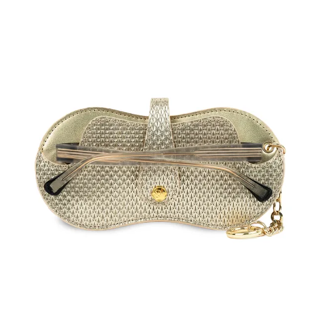 SLim Vision portaocchiali Metal Oro vera pelle