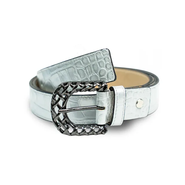 SLim Cinture Cocco Cintura Argento 30mm
