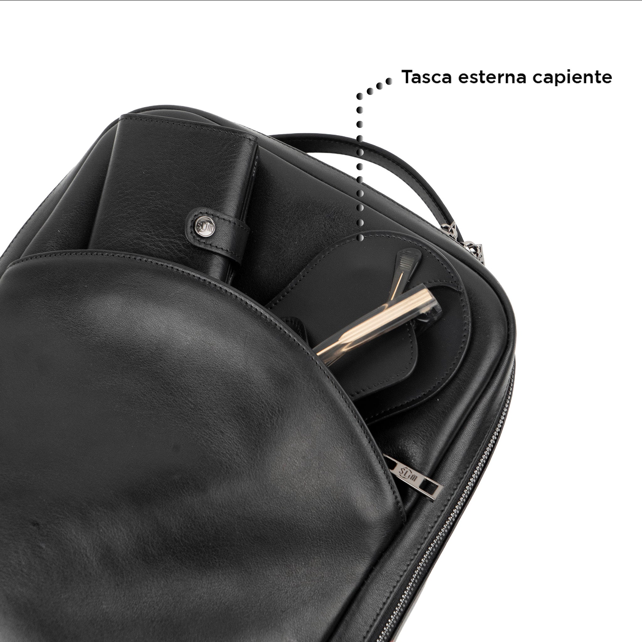 SLim Zaino SLim zaino medio nero concia vegetale 8,5 L