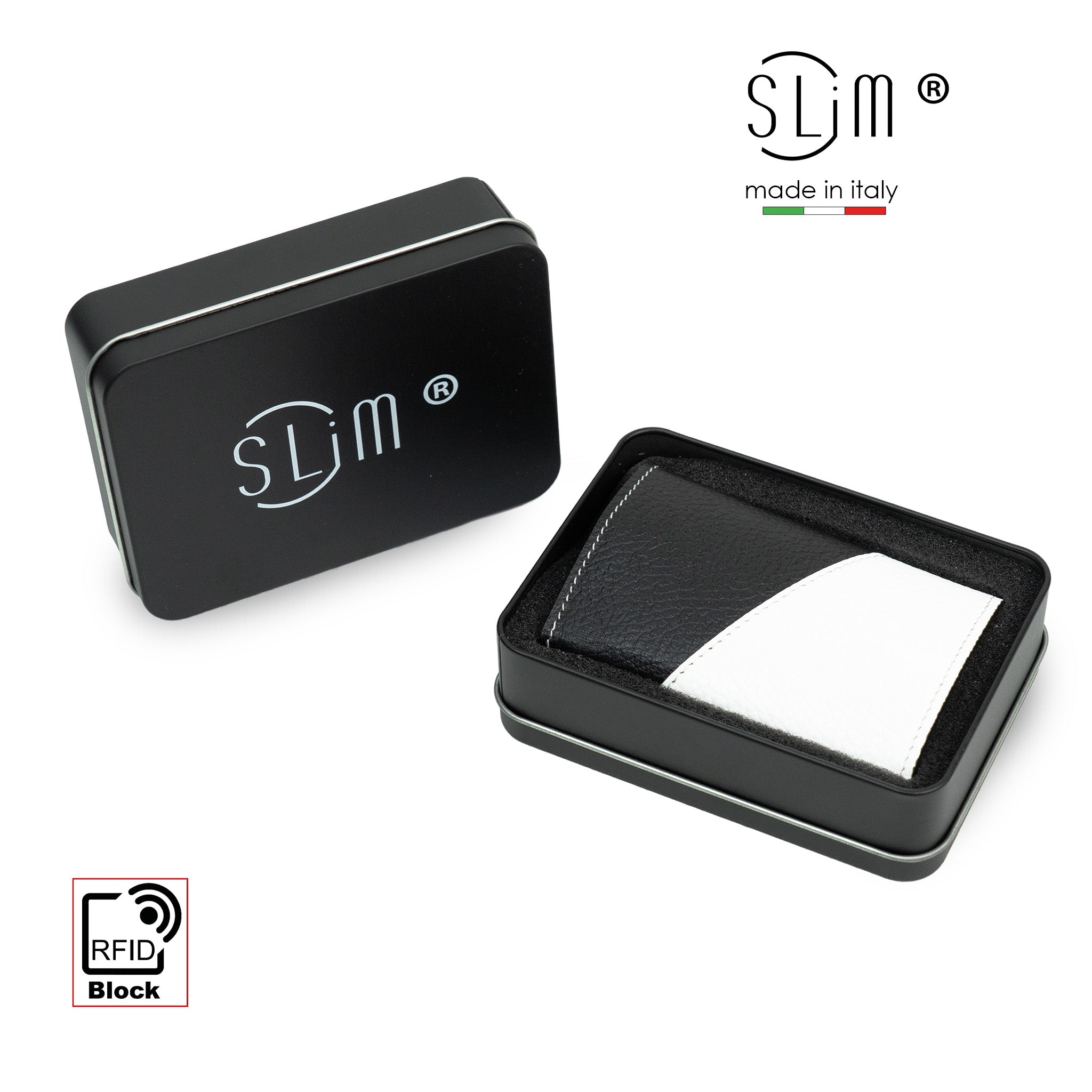 SLim Touch portafoglio bicolor bianconero RFID