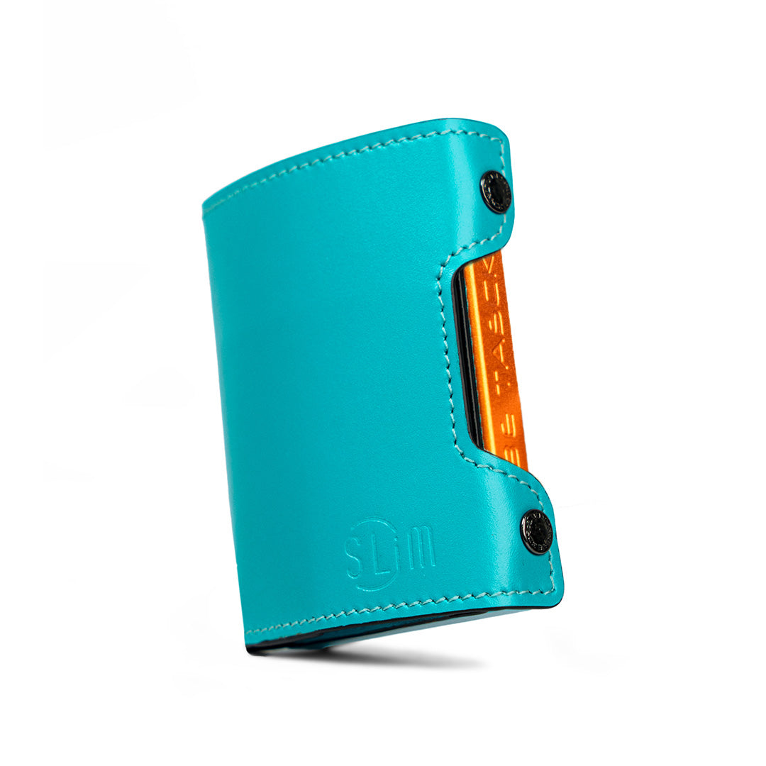 SLim Be Tasck Portafoglio Pelle Liscia Turchese e Nero