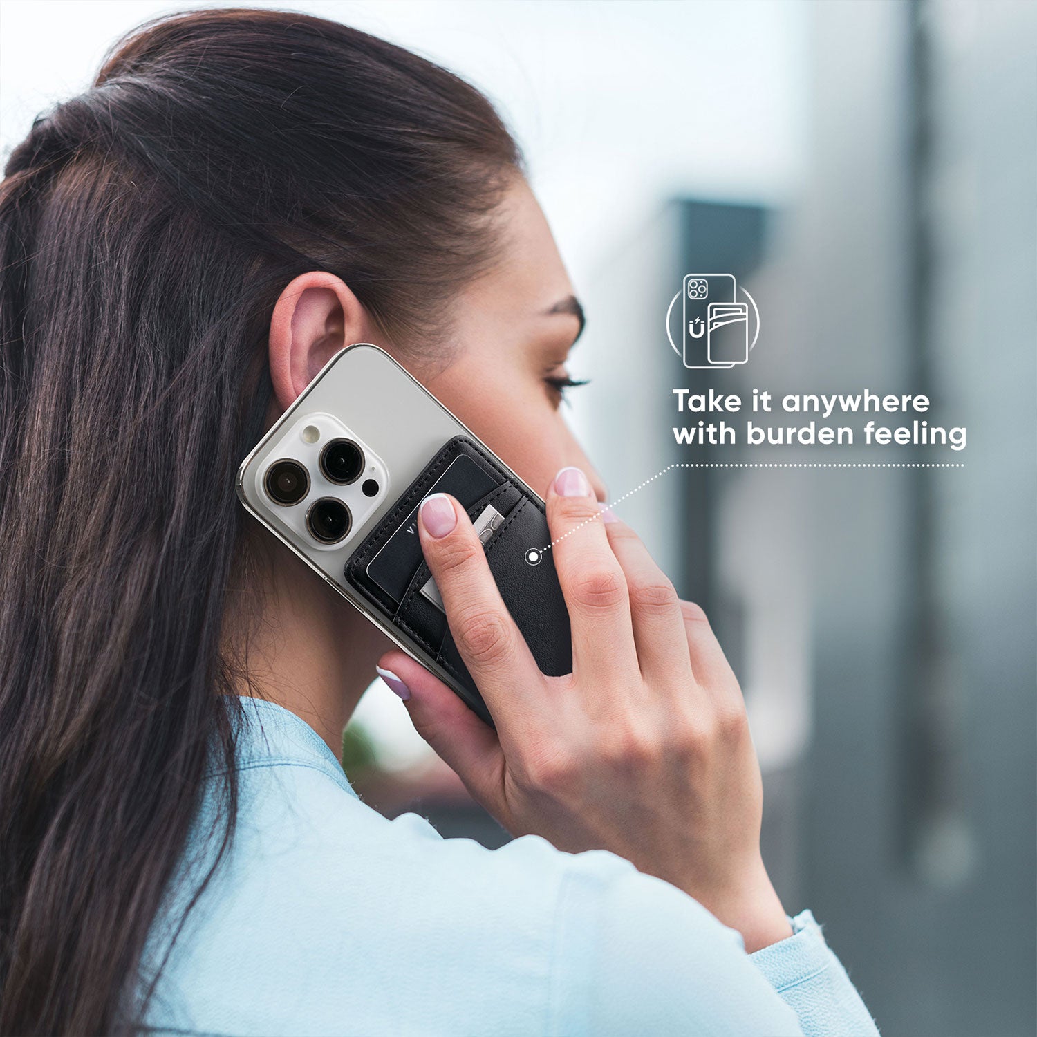 VULKIT VPA117 porta carte telefono magnetico pelle nero RFID