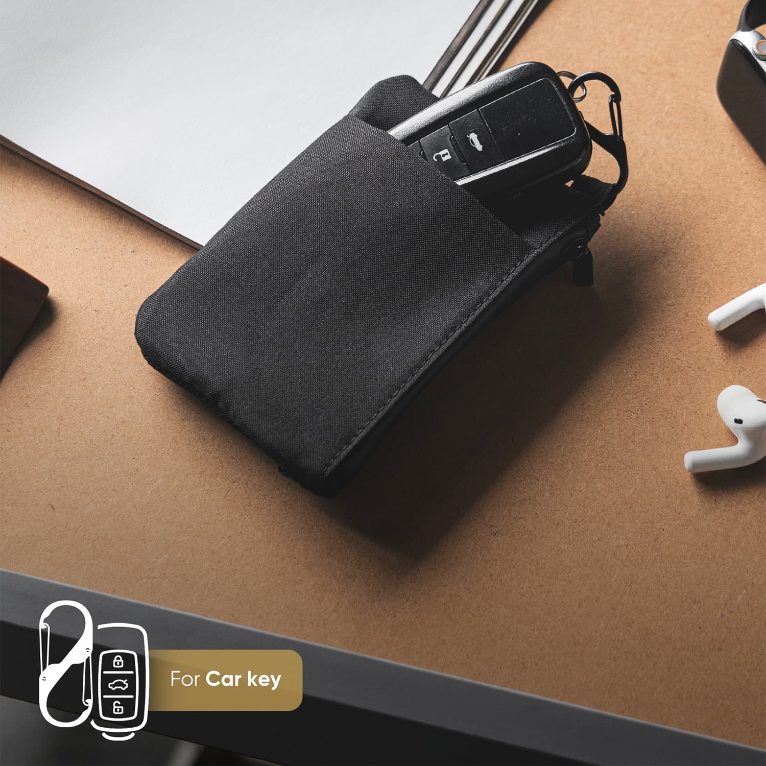 Vulkit VWW154 Mini Pouch Nero RFID con Moschettone